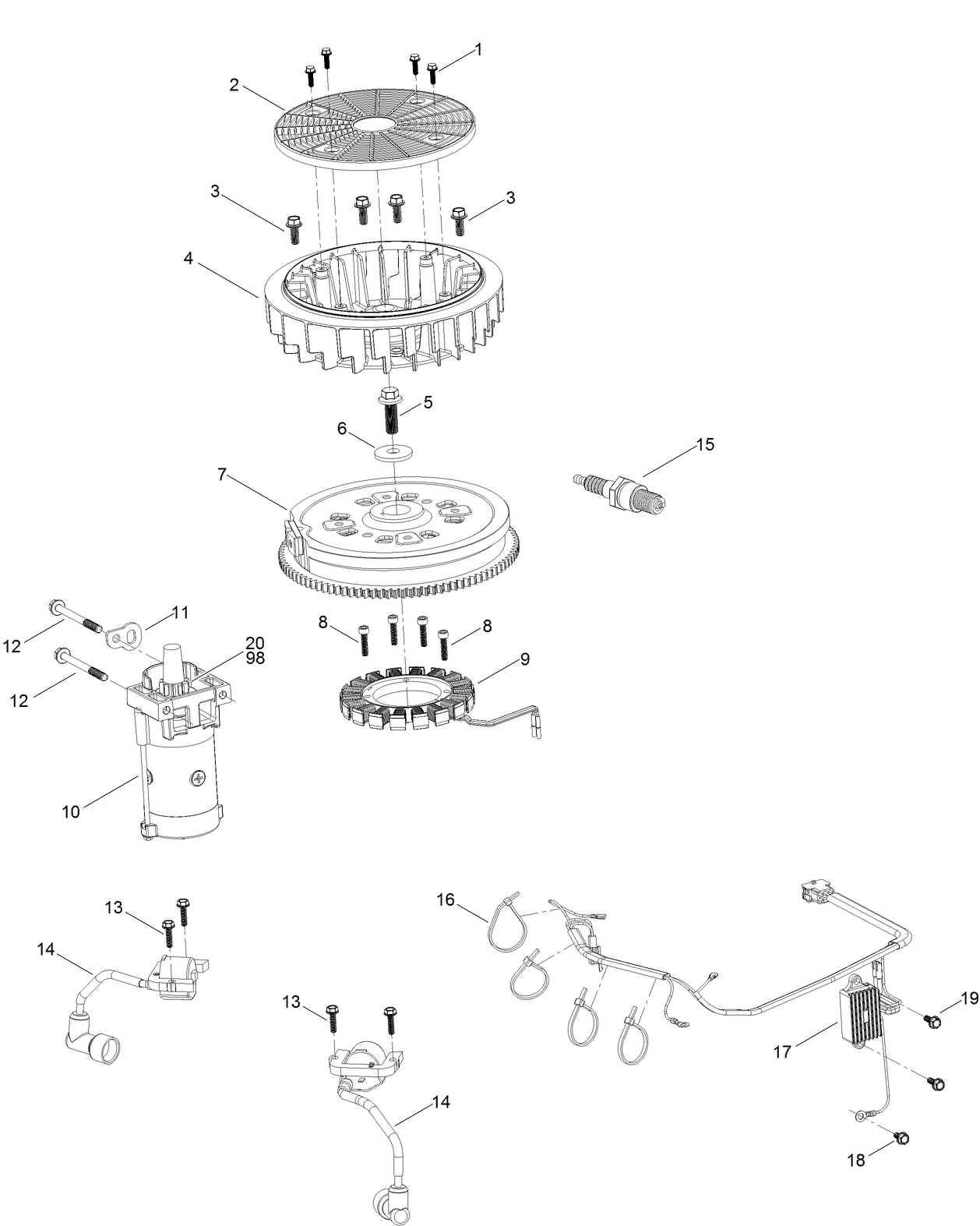 Flywheel and Starter Assembly Engine Assembly No. 127-9041