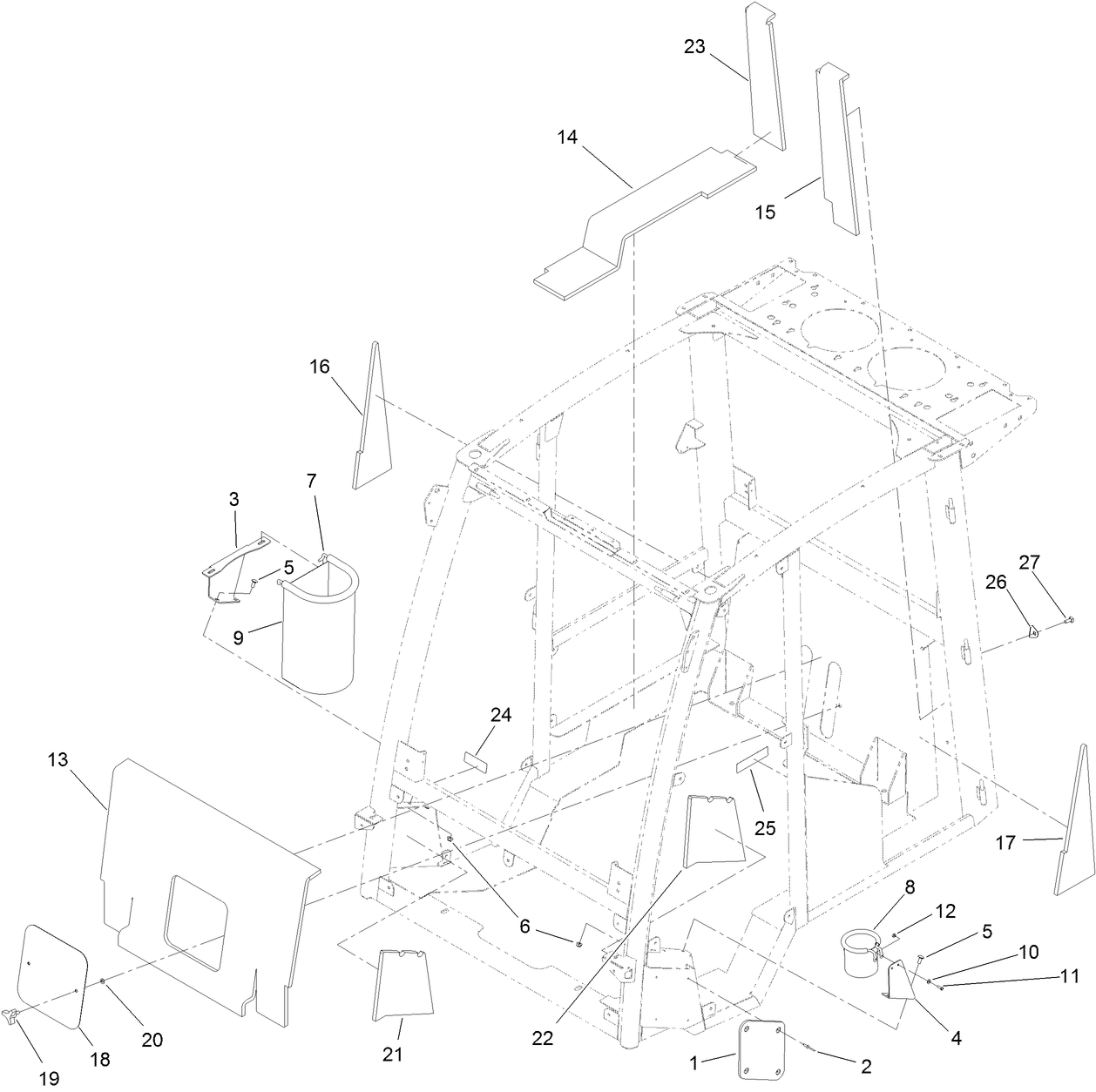 Interior Foam, Trash Bag and Cup Holder Assembly