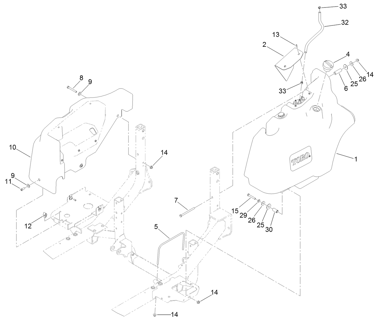 Fuel Tank and Control Panel Component Assembly