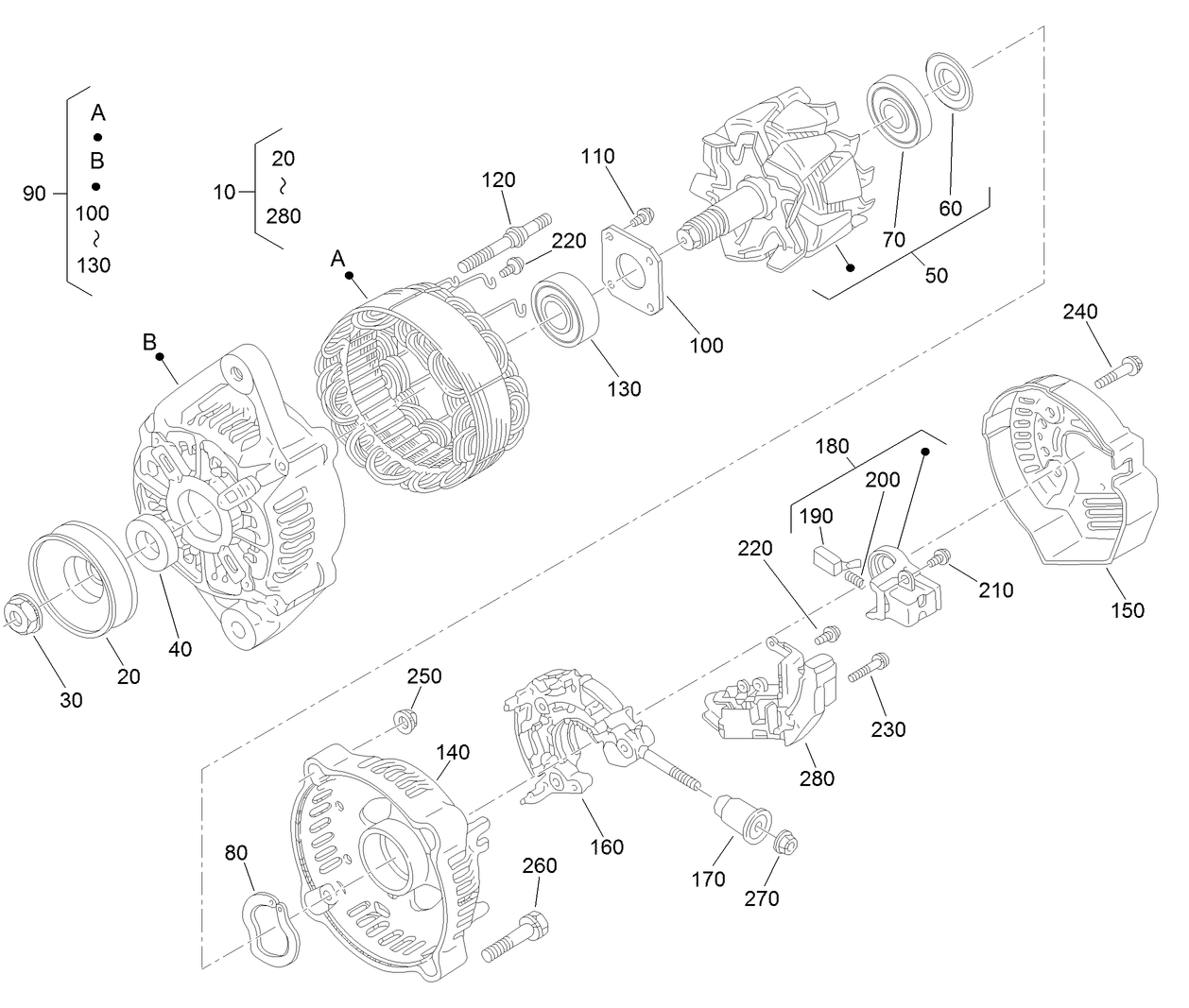 Alternator Components Assembly No. 121-3811