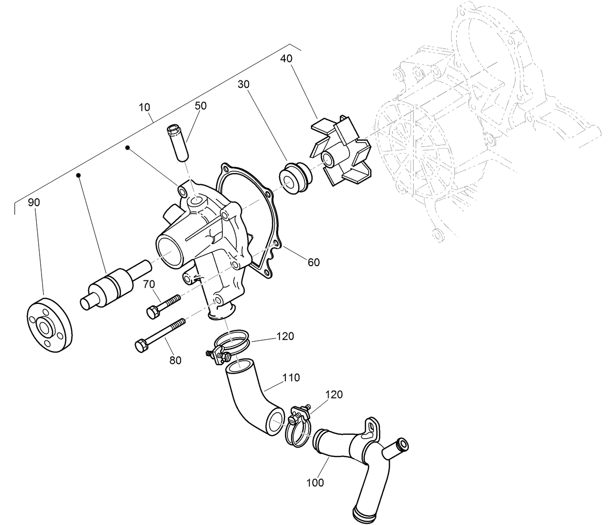 Water Pump and Water Pipe Assembly