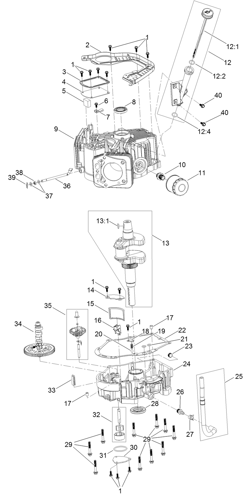 Crankcase and Crankshaft Assembly Engine Assembly No. 127-9041