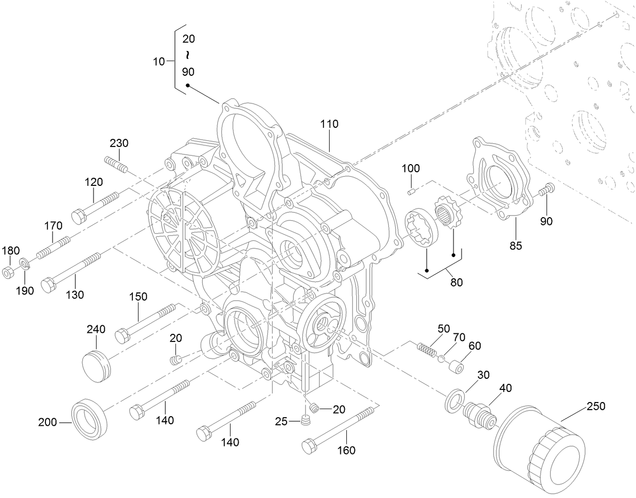 Gear Case amd Oil Filter Cartridge Assembly