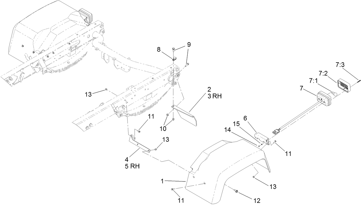 Rear Tail Light and Fender Assembly