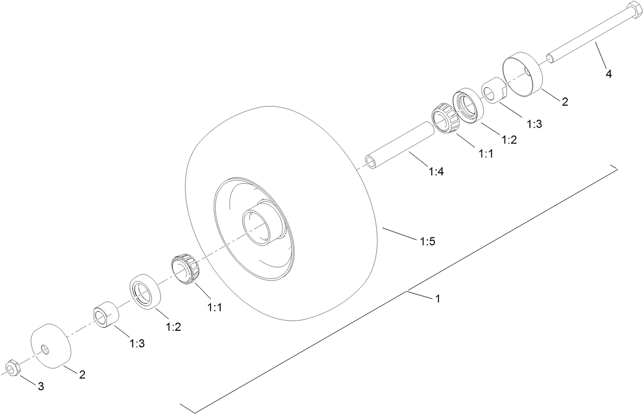 Wheel, Tire and Bearing Assembly No. 130-4558