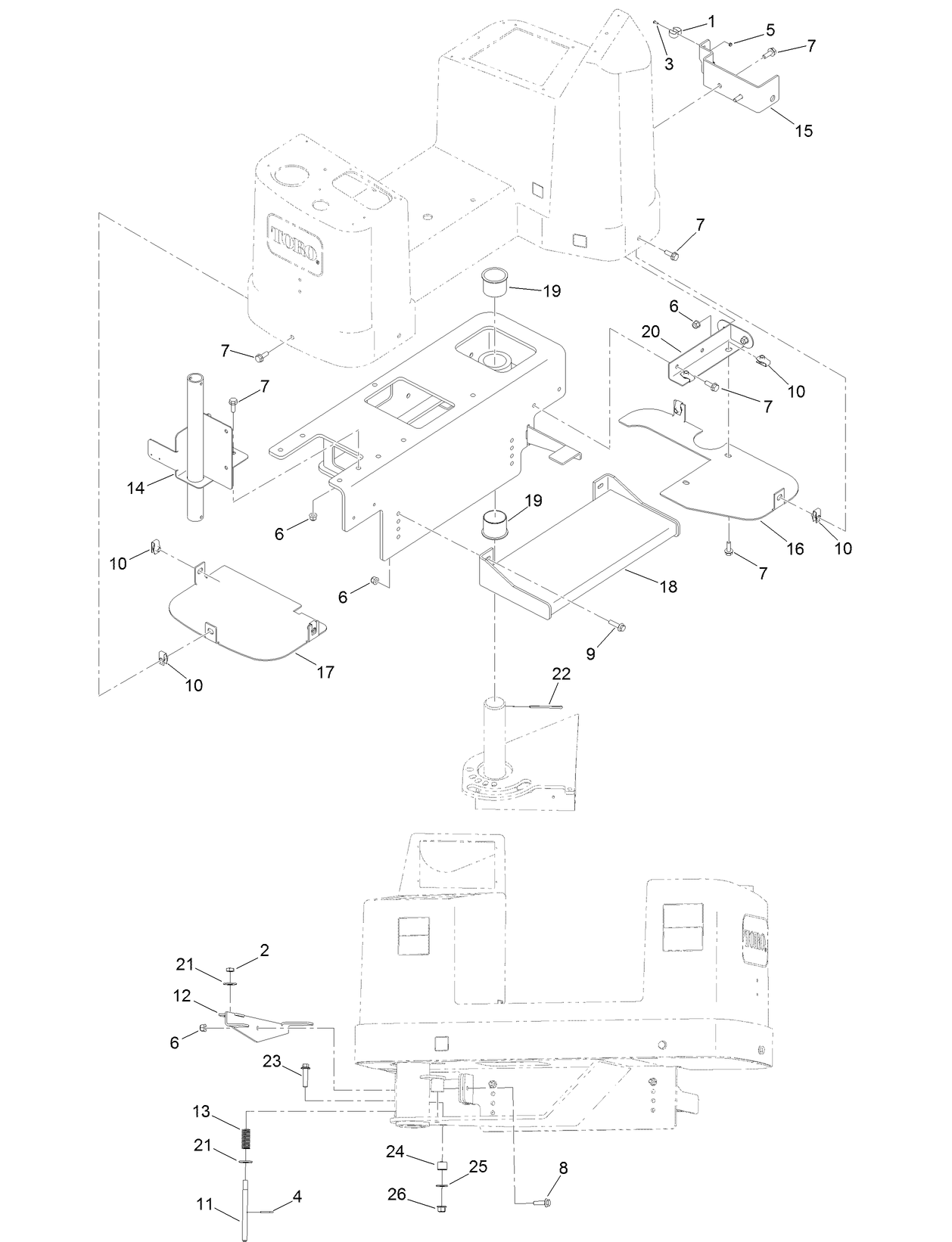 Platform Step, Splash Guard and Umbrella Mount Assembly