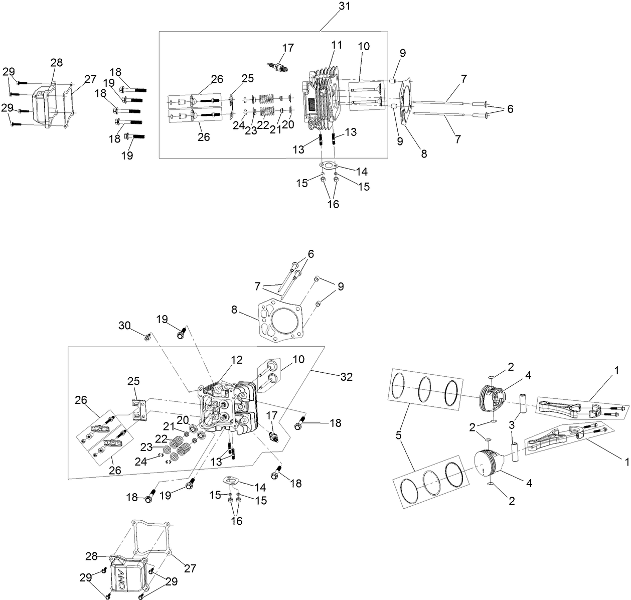 Piston and Cylinder Head Assembly