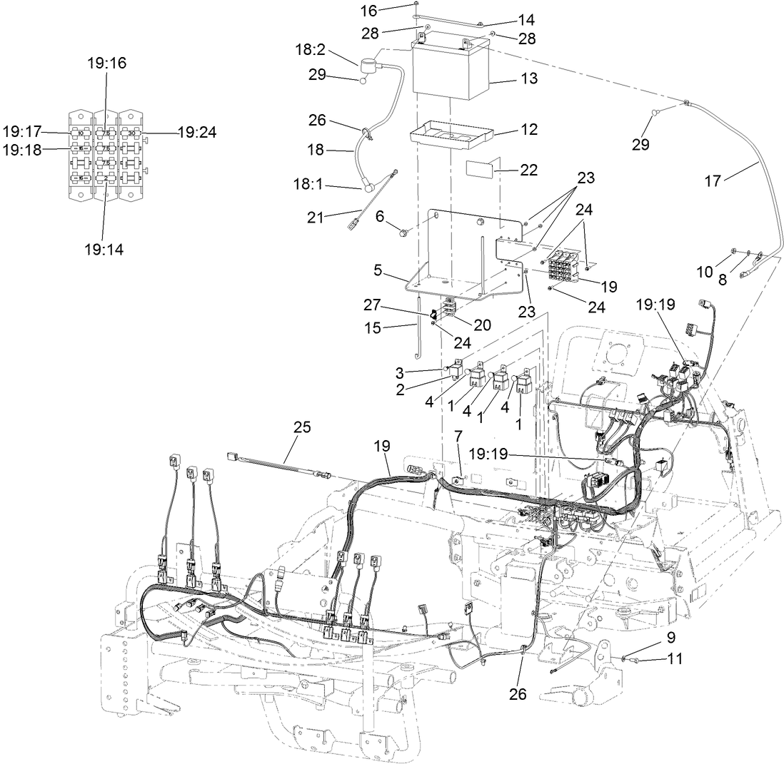 Main Wiring Harness and Battery Assembly