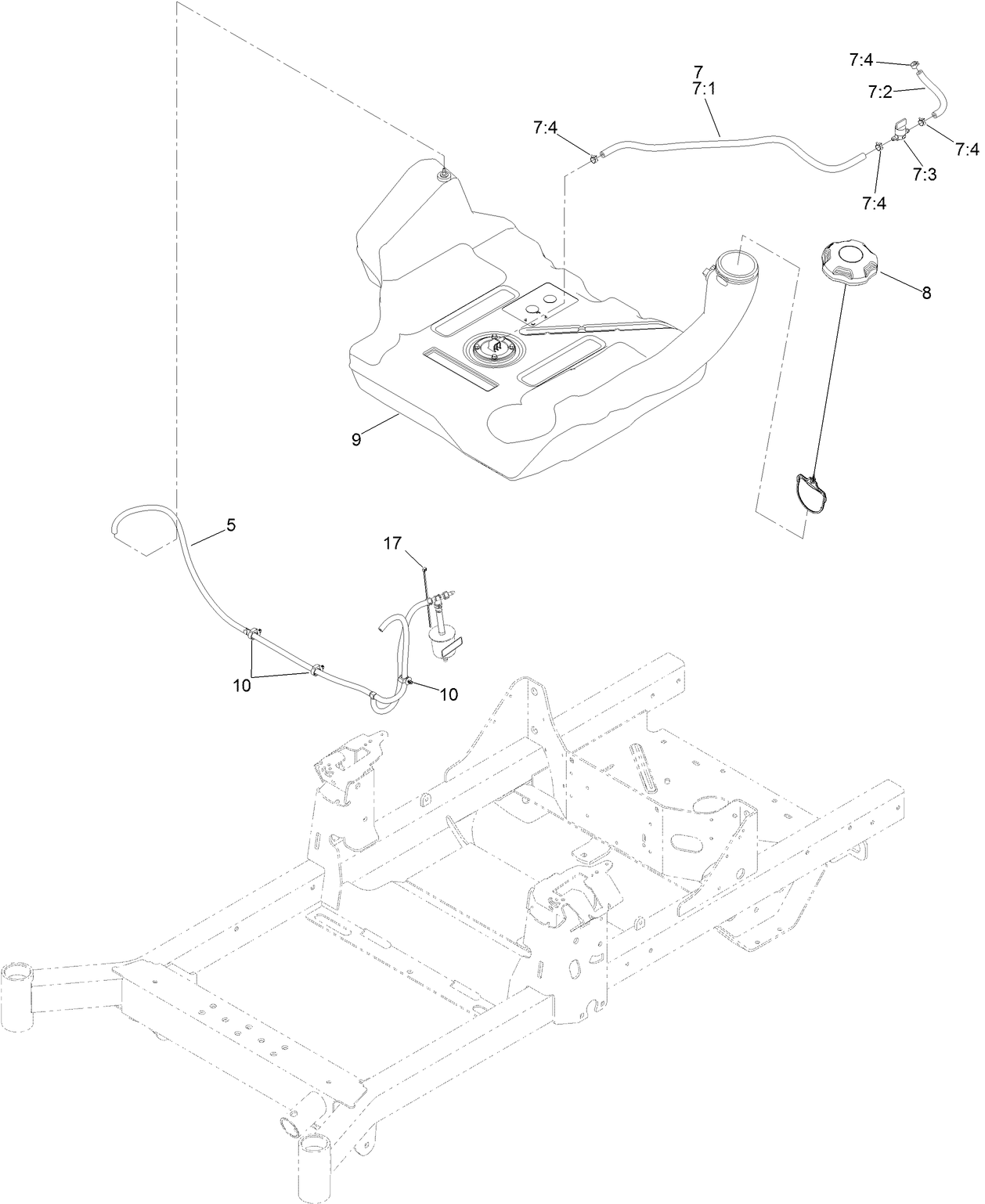 Fuel Tank and Vent Hose Assembly