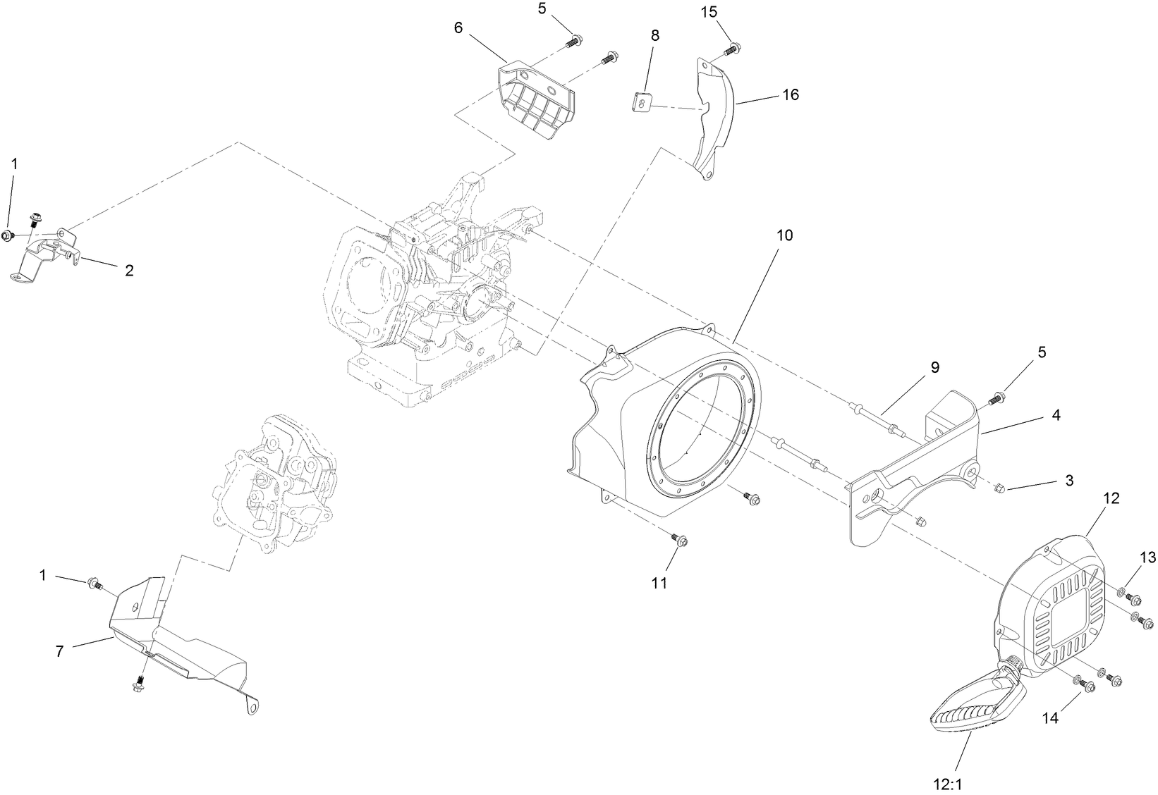 Blower Housing and Shrouds Assembly