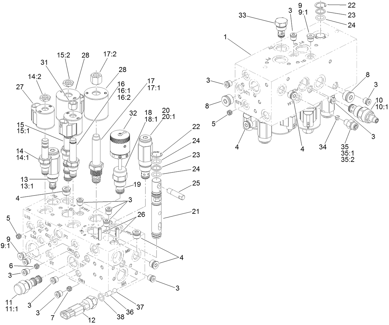 Manifold Block Assembly No. 133-8976  (With Backlap)