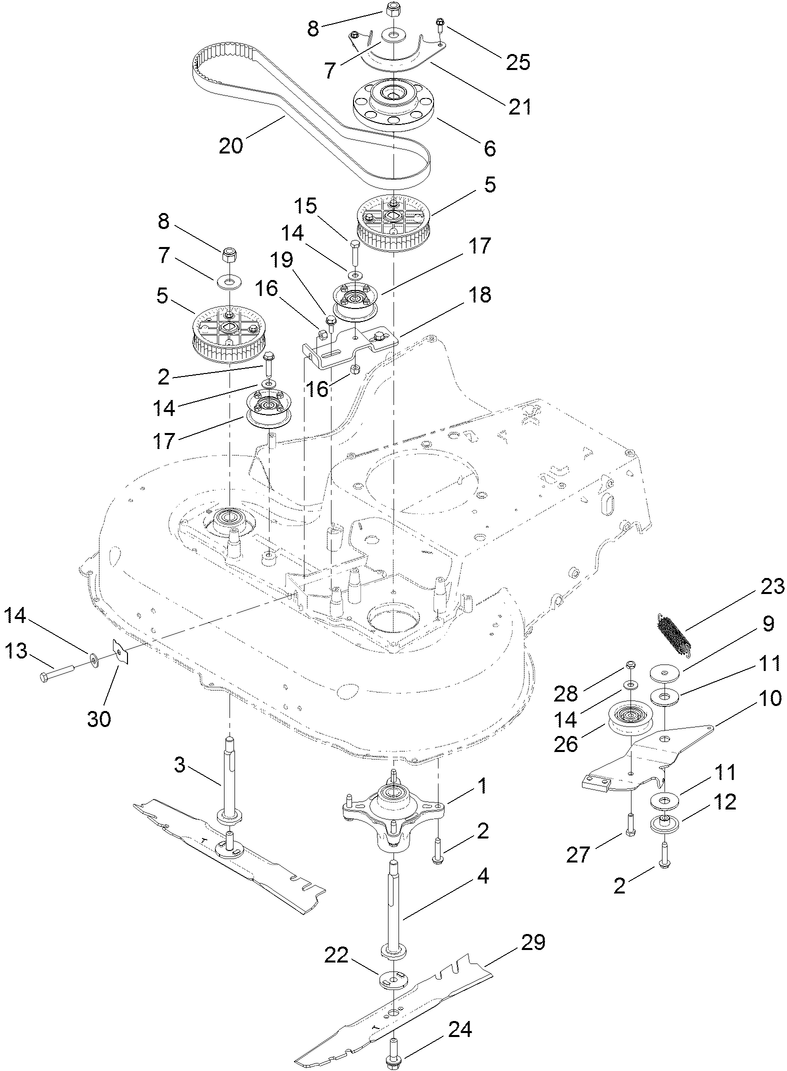 Belt, Spindle and Blade Assembly