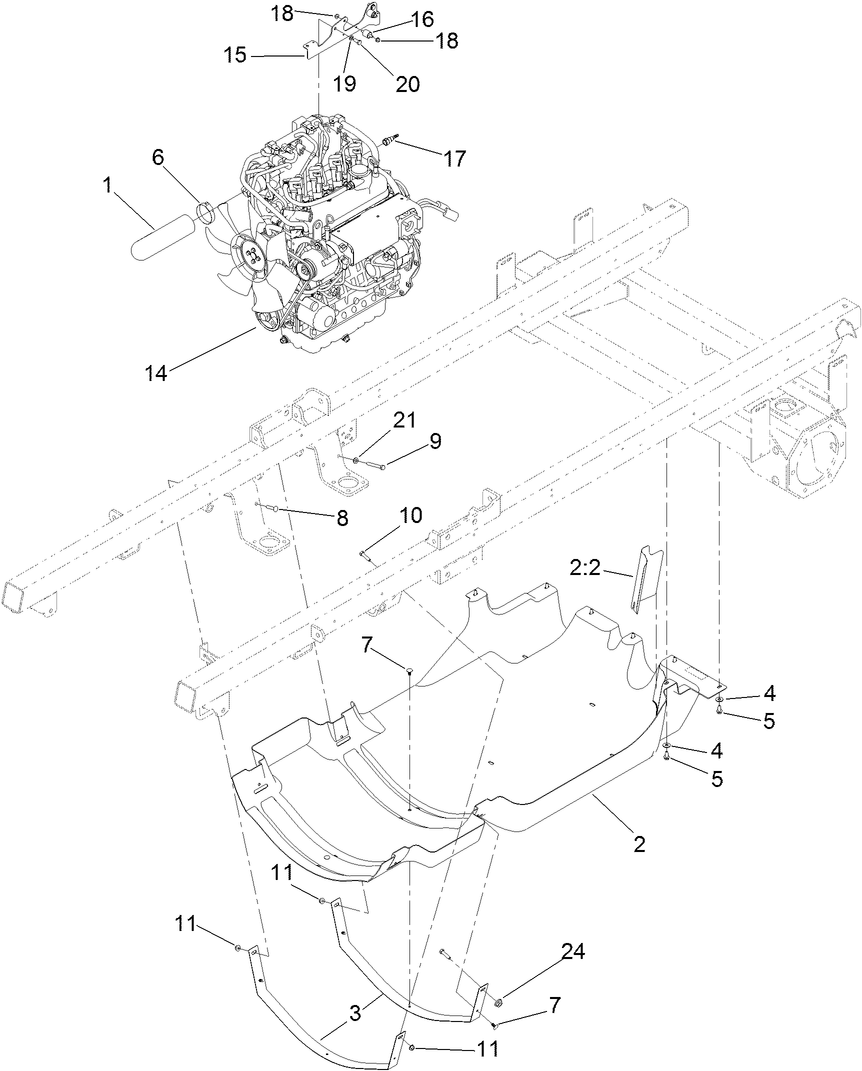 Engine and Shroud Assembly
