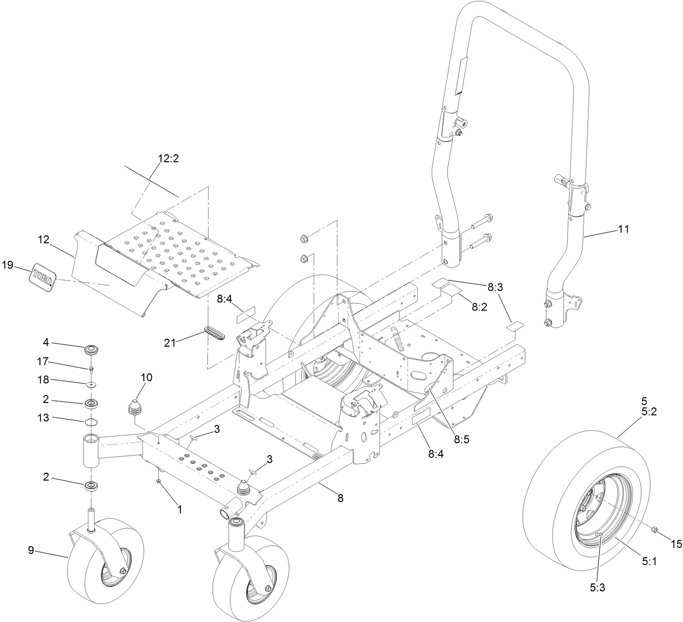 Frame, Roll-Over Protection System and Caster Assembly