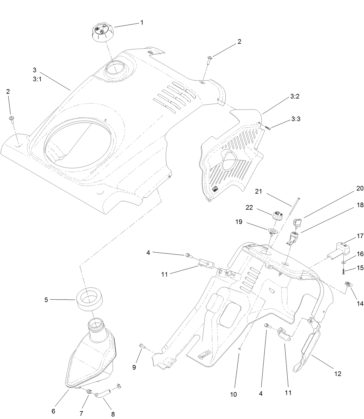 Shroud and Fuel Tank Assembly