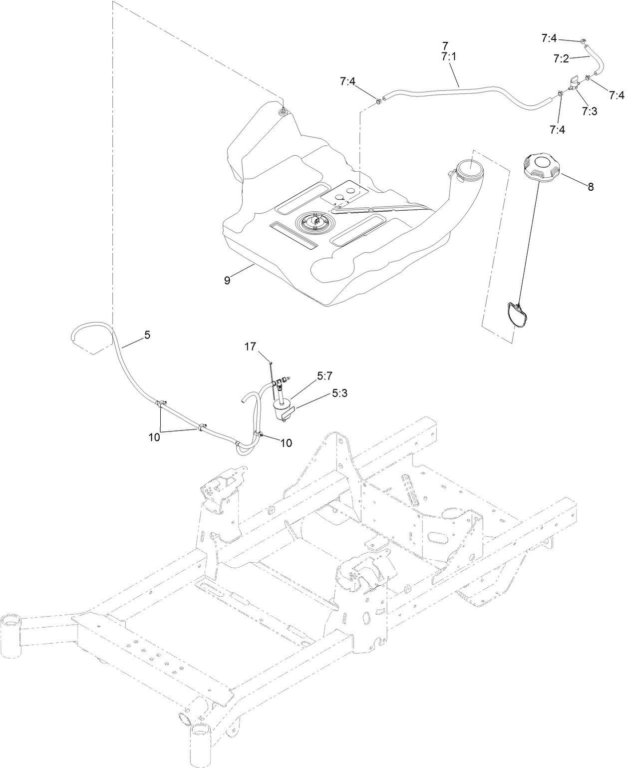 Fuel Tank and Vent Hose System Assembly