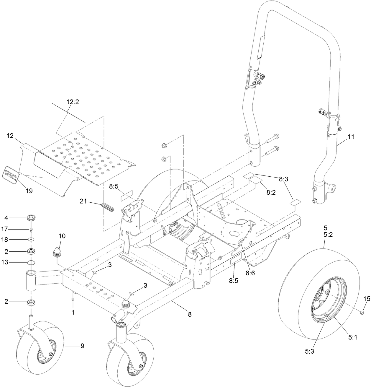 Frame, Roll-Over Protection System  and Caster Assembly