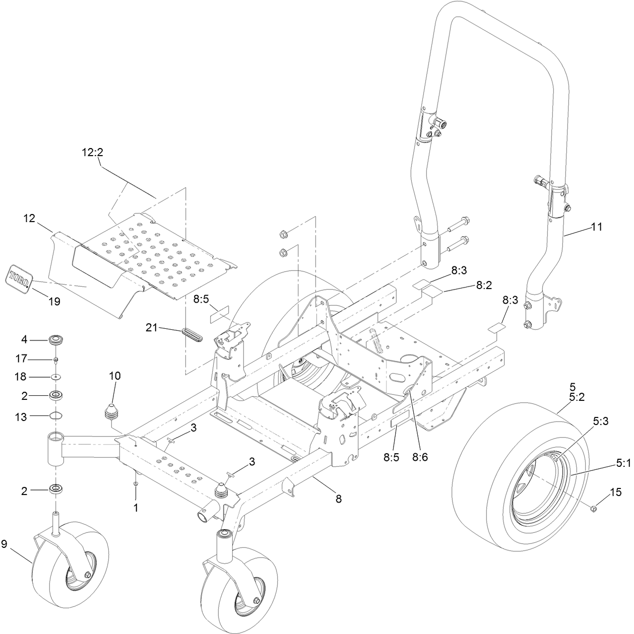 Frame, Roll-Over Protection System  and Wheel Assembly