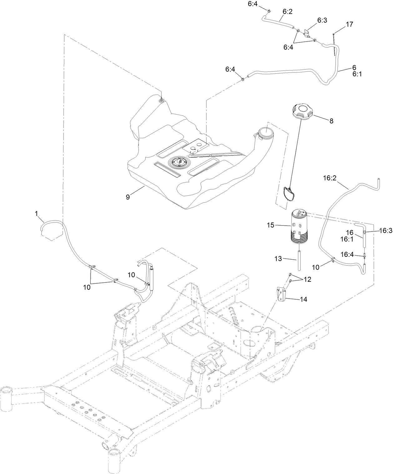 Fuel Tank and Vent Hose System Assembly