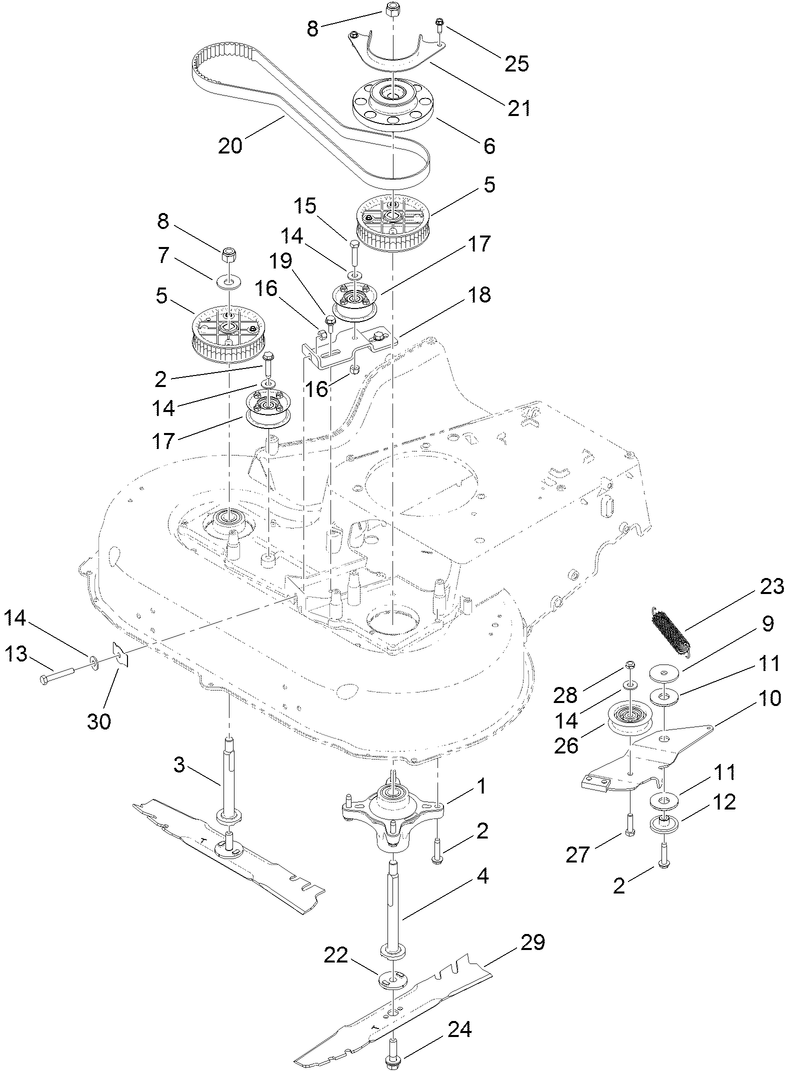 Belt, Spindle and Blade Assembly