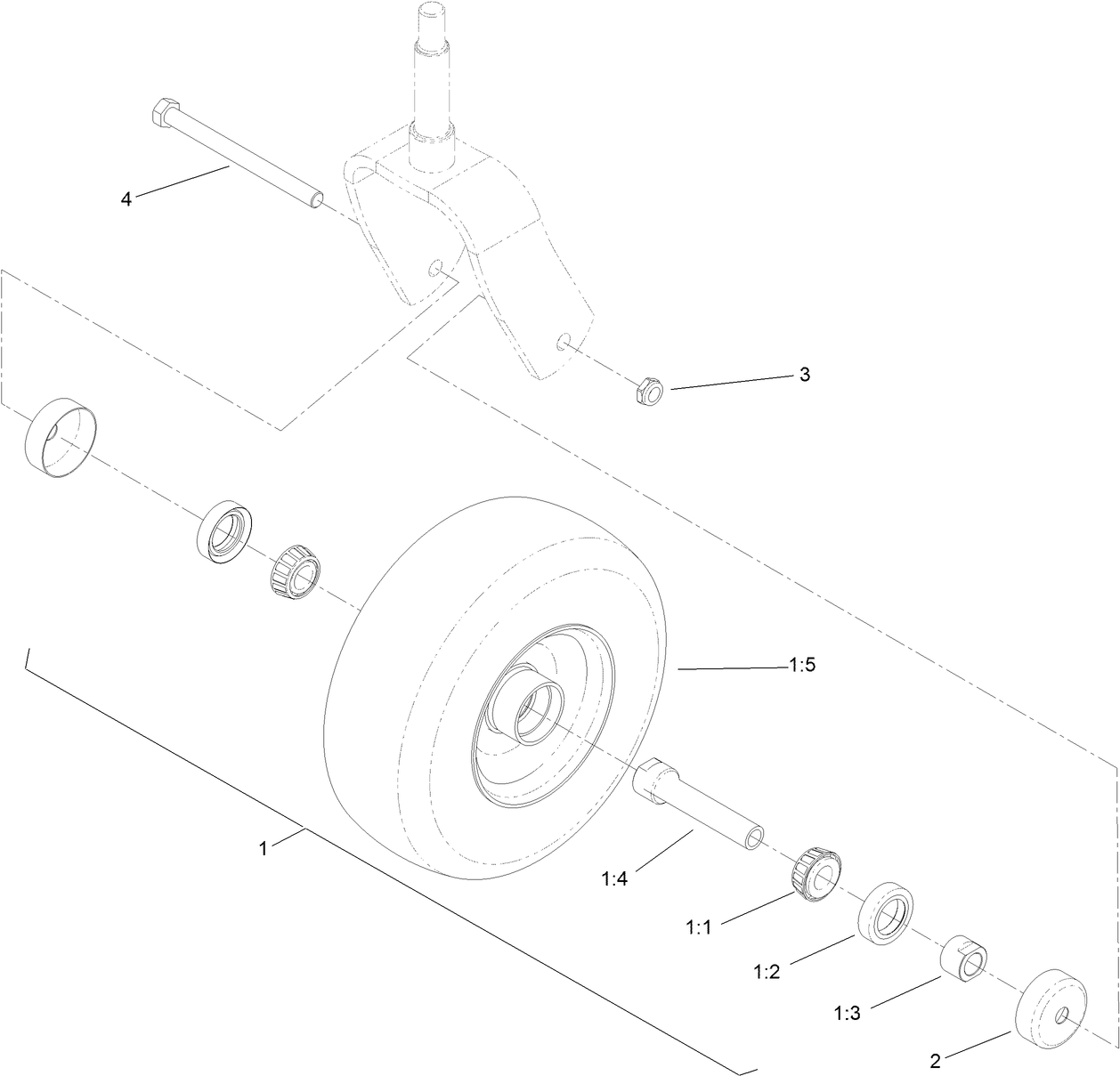 Wheel, Tire and Bearing Assembly No. 130-4558