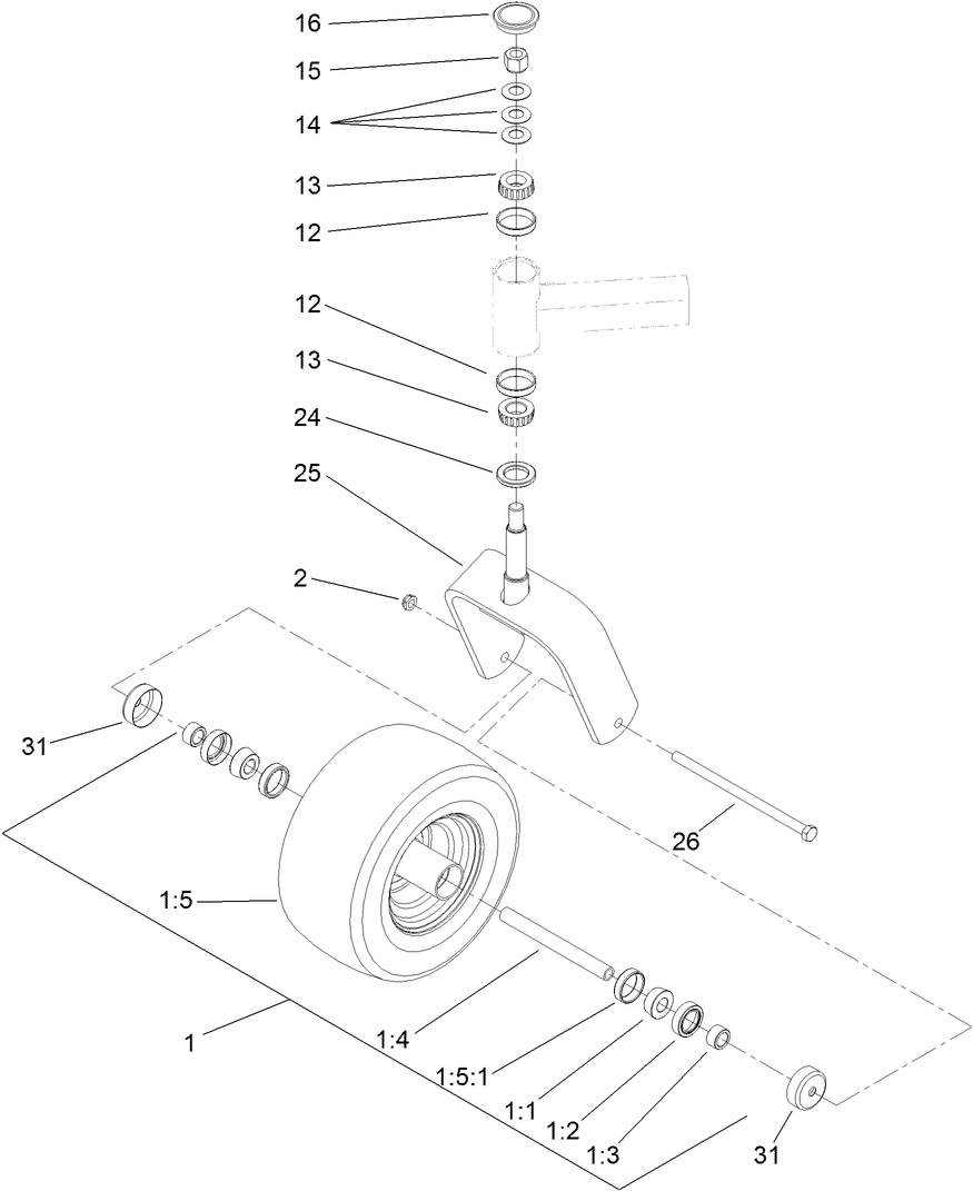 Fork and Caster Wheel Assembly