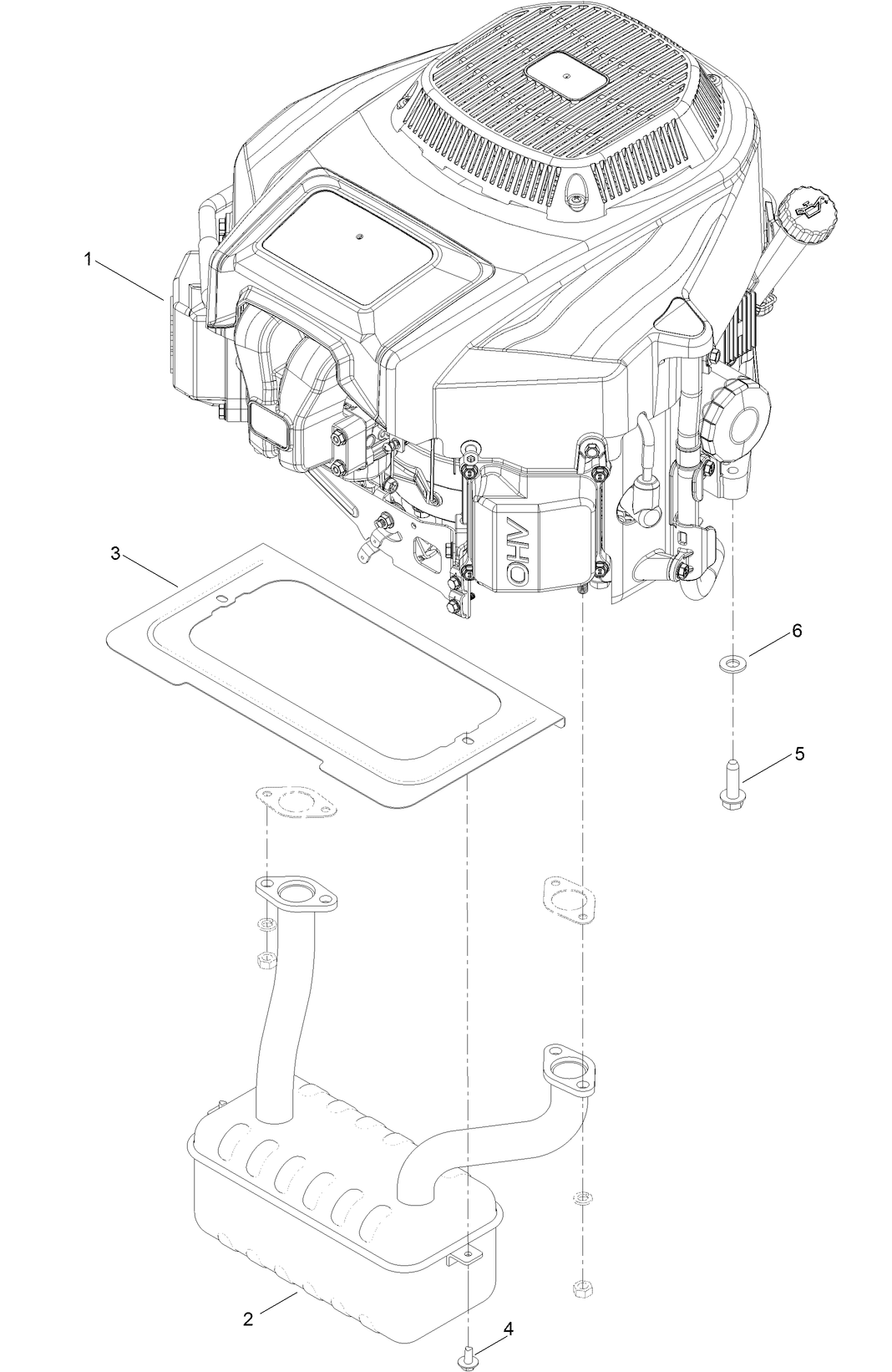 Engine and Muffler Assembly