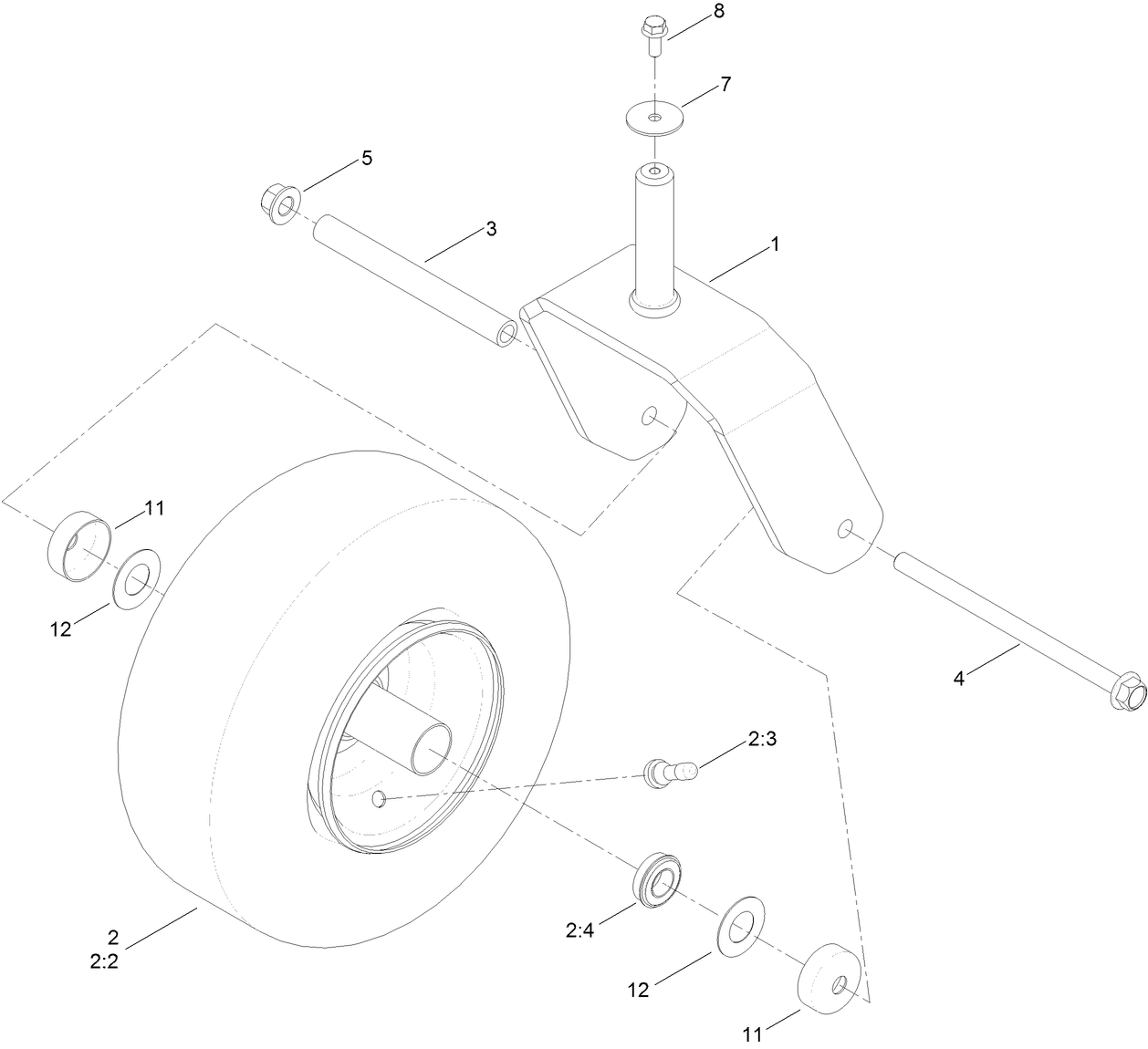 Caster, Wheel and Tire Assembly