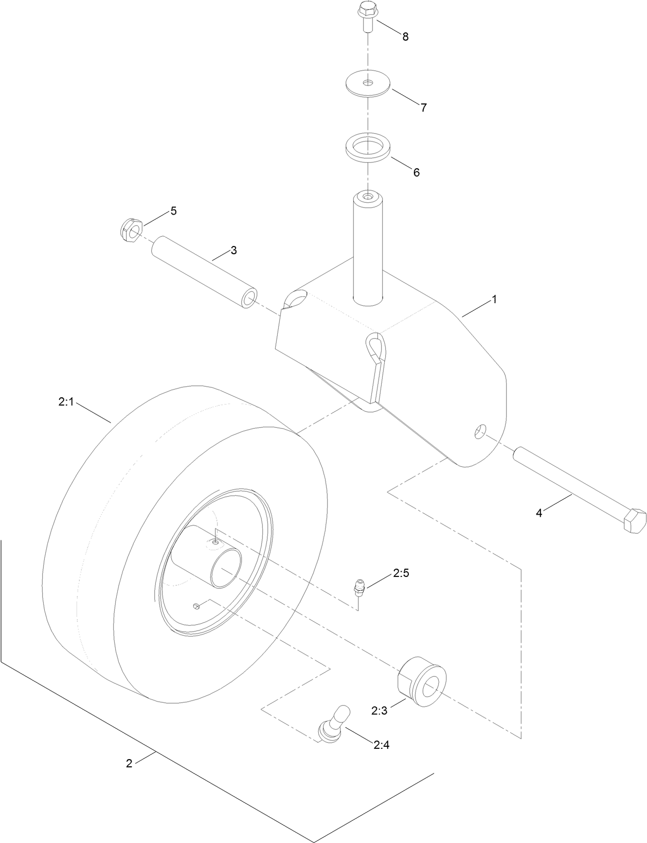 Fork and Caster Wheel Assembly