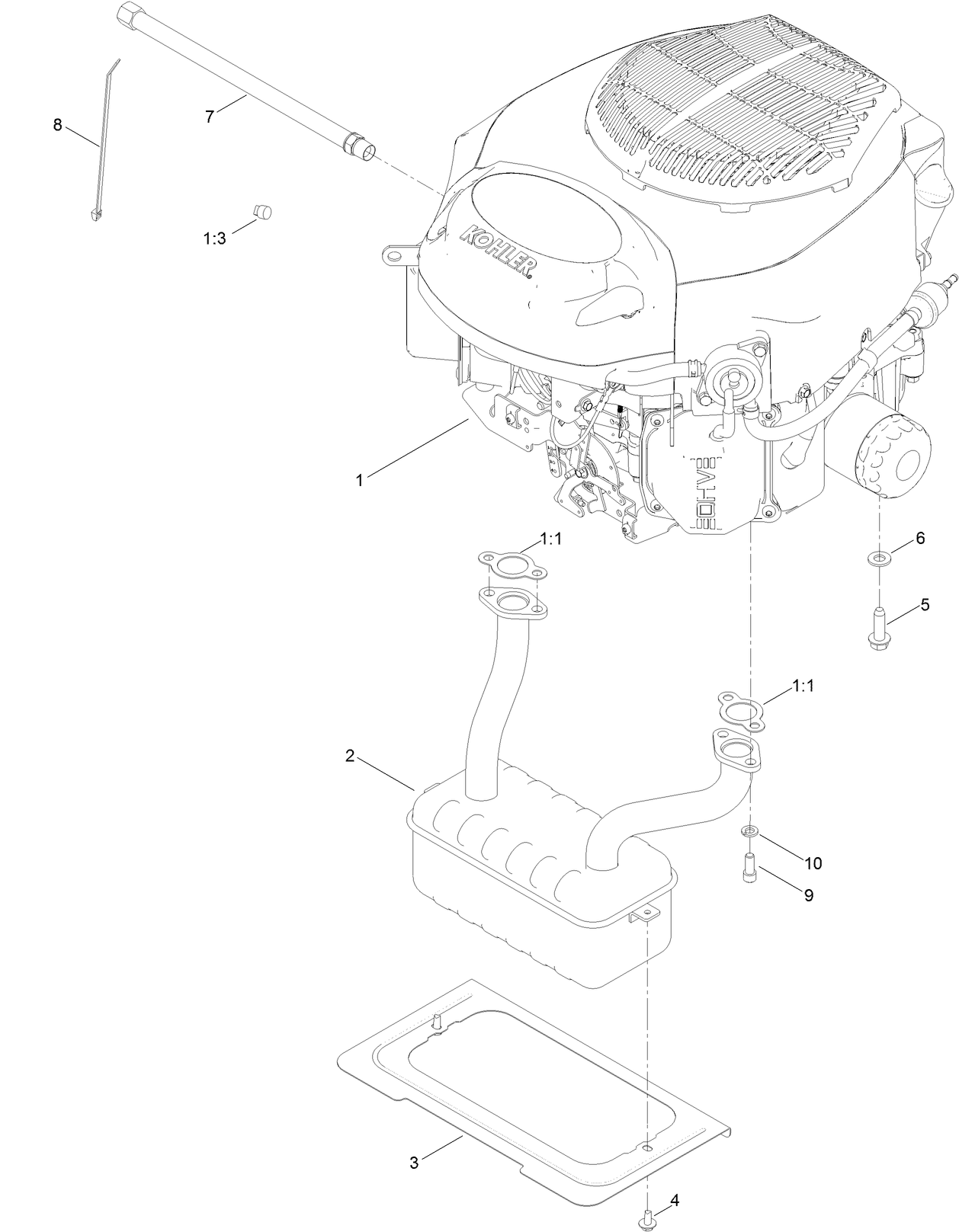 Engine and Muffler Assembly