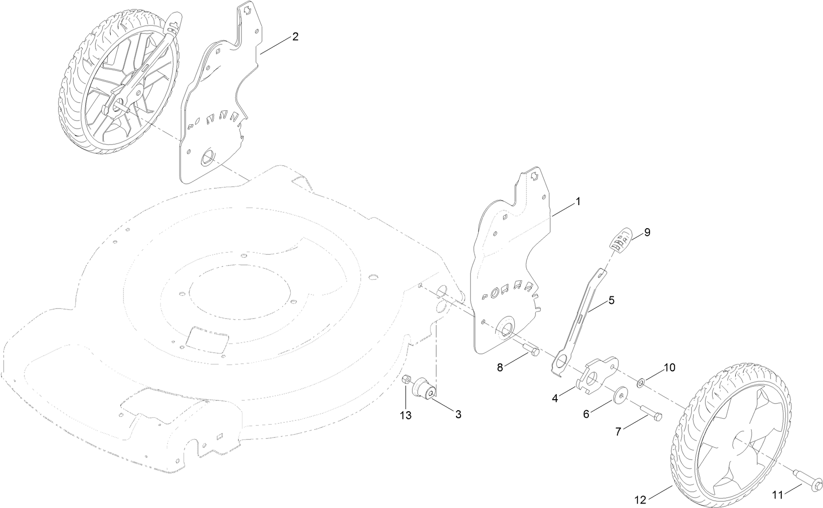 Rear Wheel and Height-of-Cut Assembly