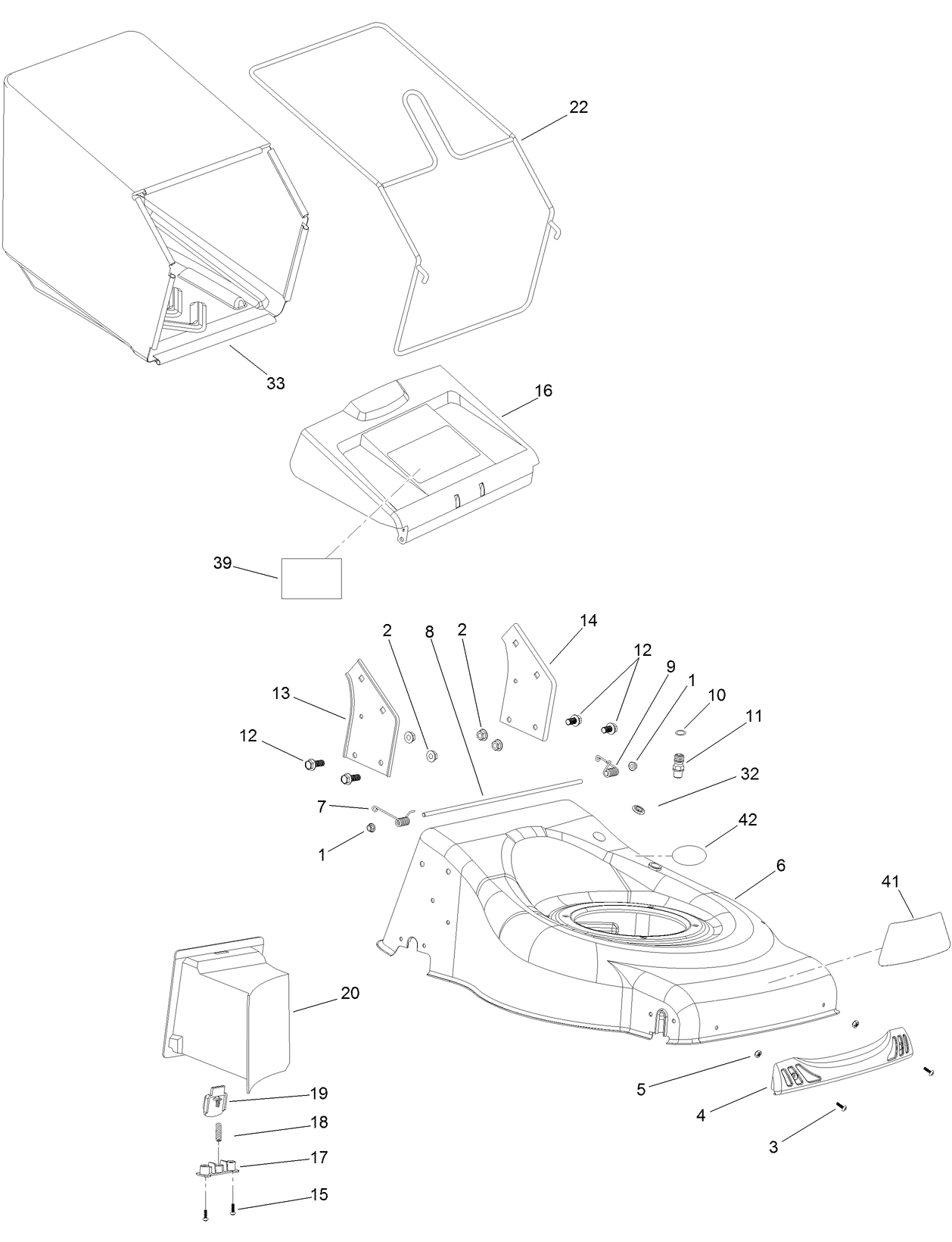 Deck and Grass Bag Assembly