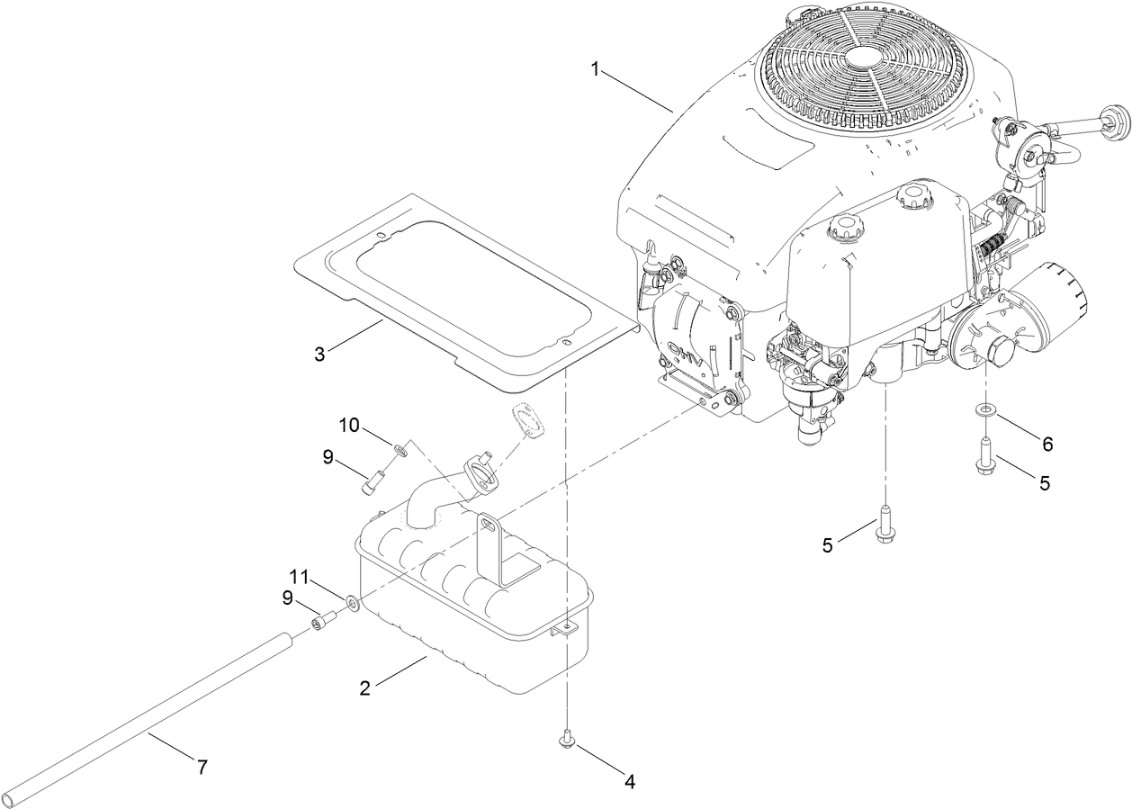 Engine and Muffler Assembly
