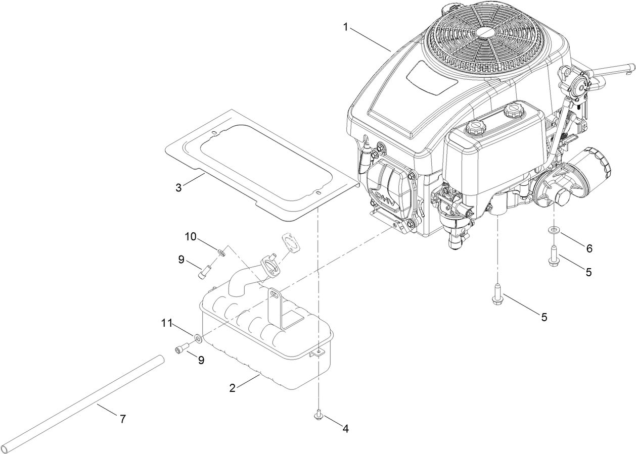 Engine and Muffler Assembly