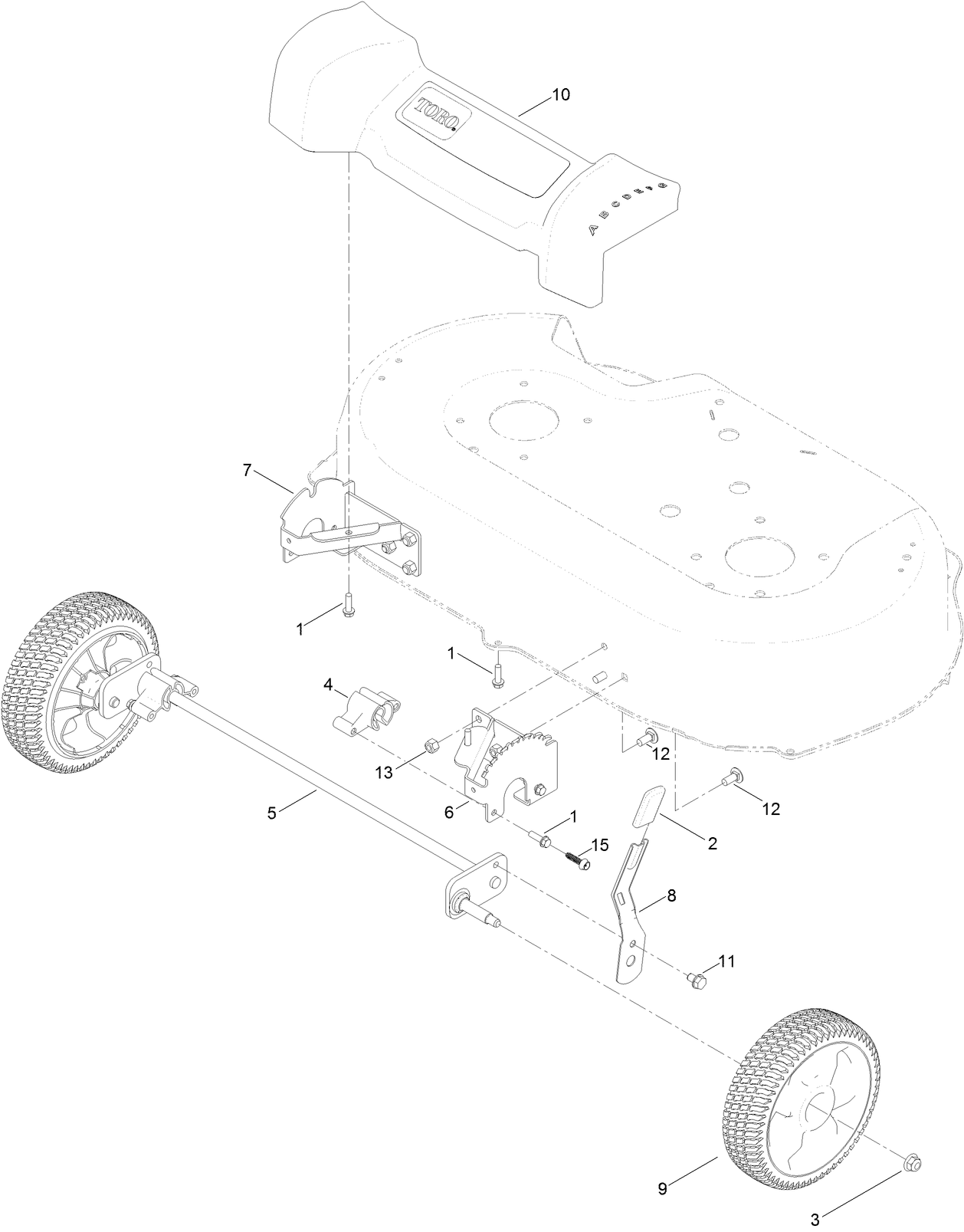 Front Wheel and Height-of-Cut Assembly