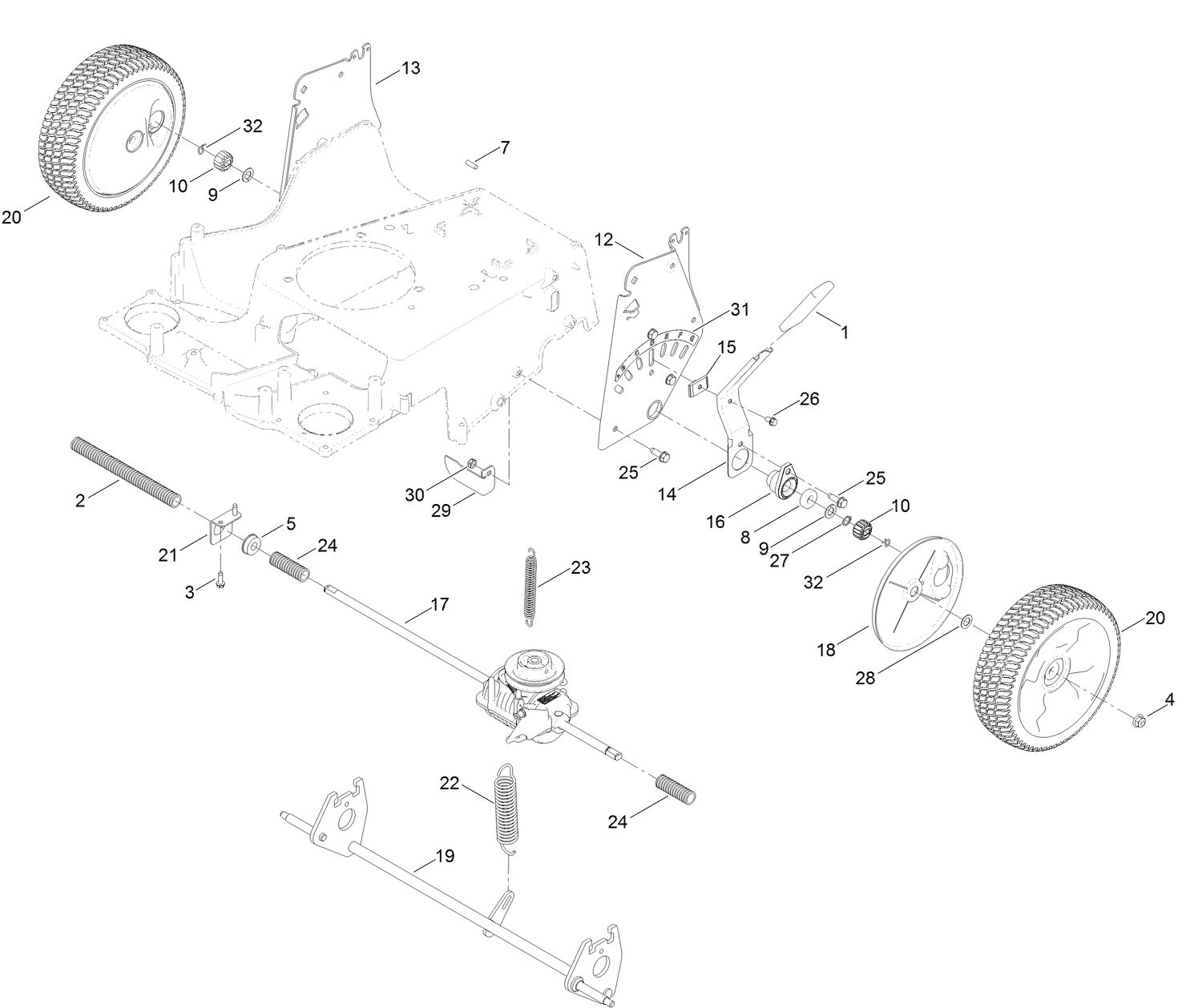 Rear Wheel Height-of-Cut Assembly