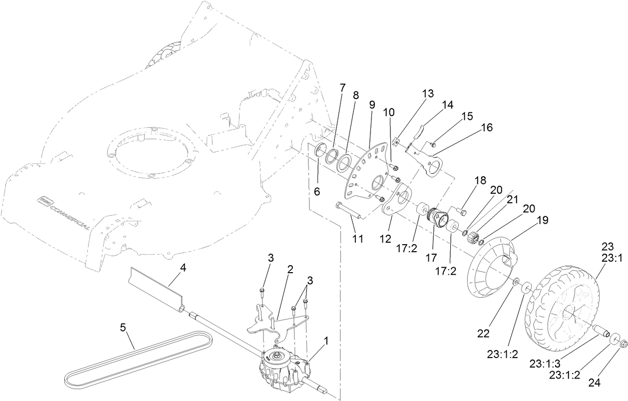 Transmission and Rear Wheel Assembly