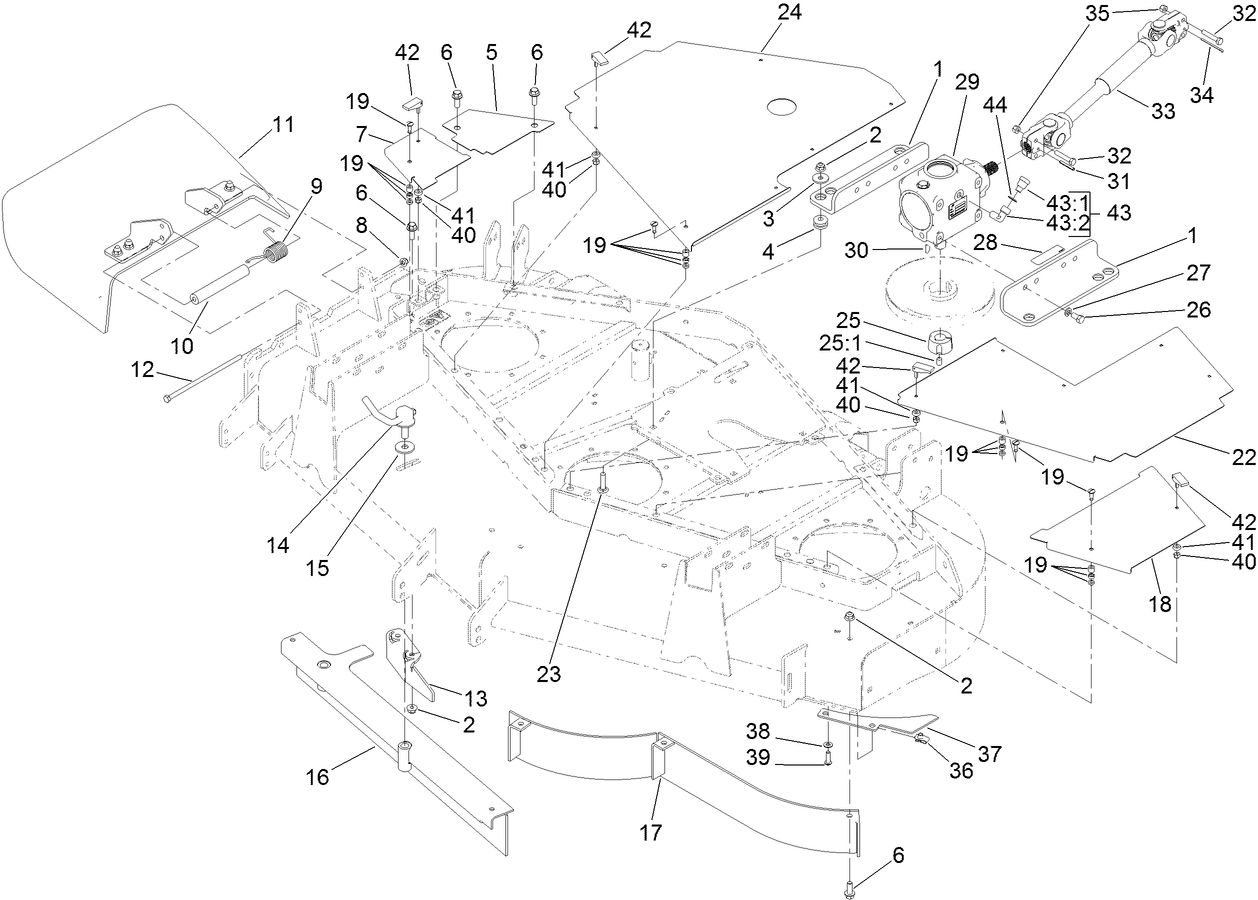Cover, Gearbox and Baffle Assembly