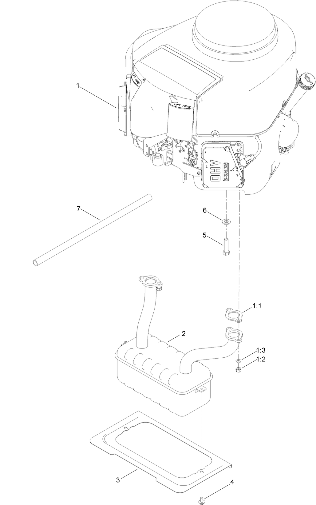 Engine and Muffler Assembly