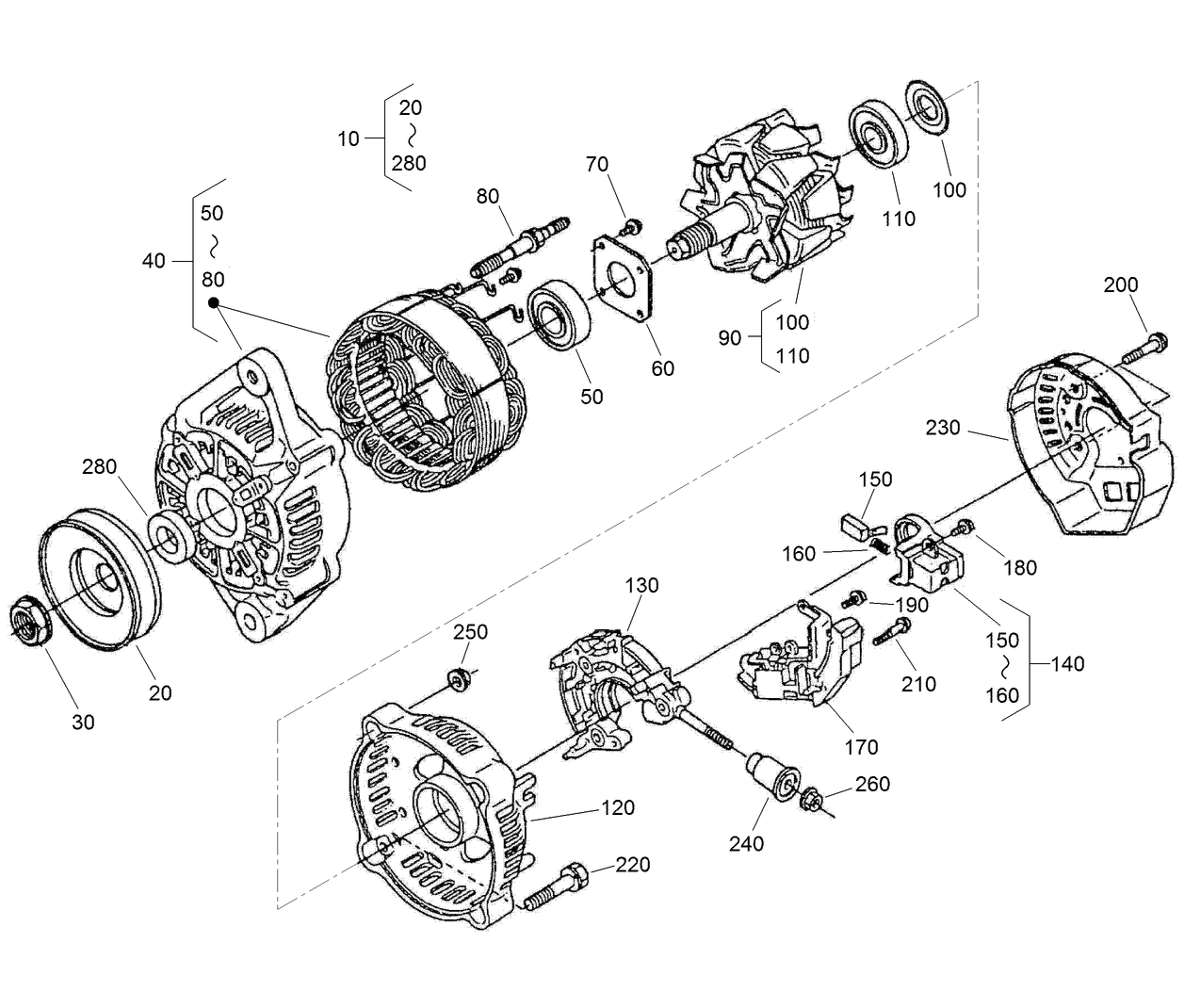 Alternator Components Assembly