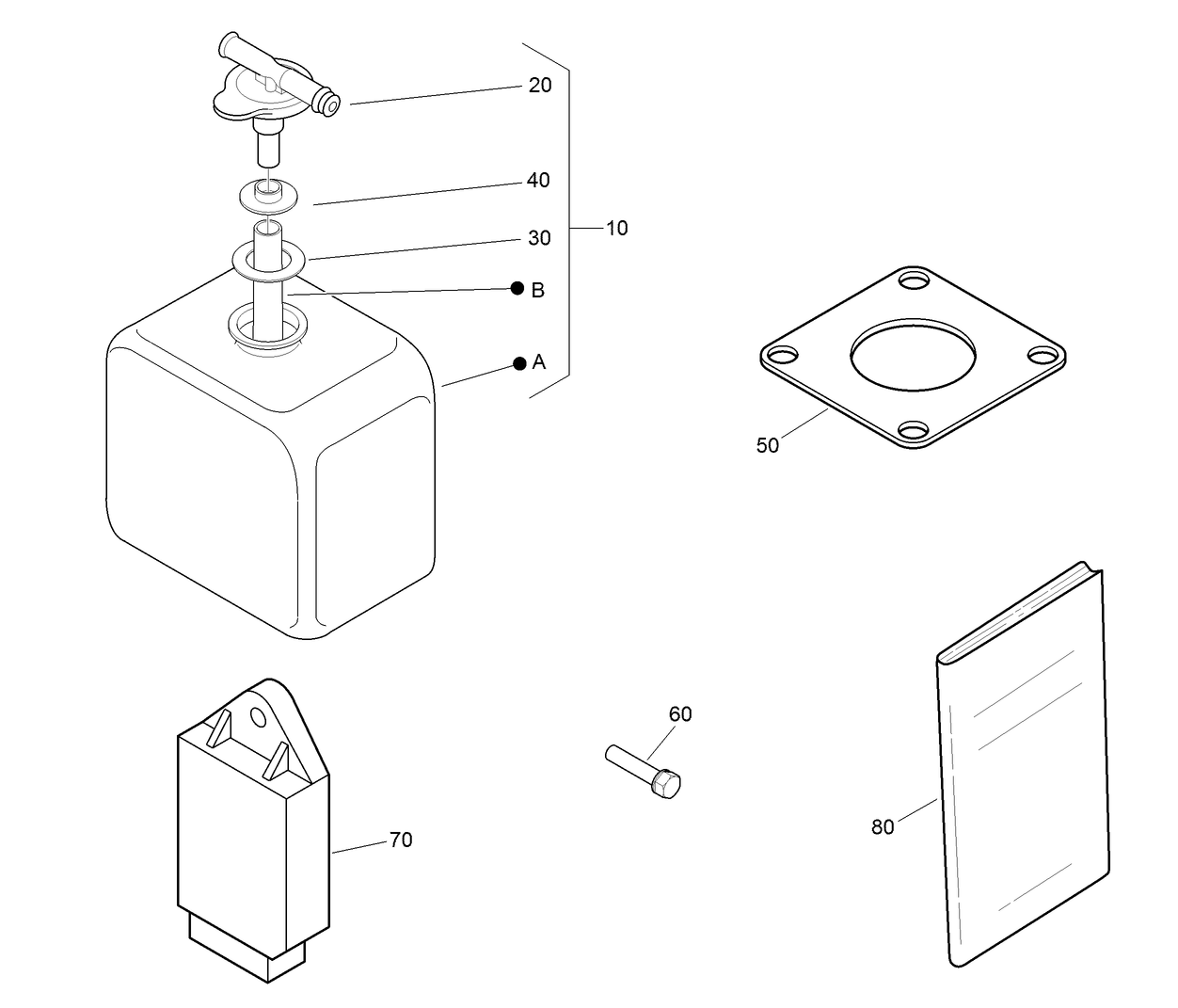 Muffler Gasket, Glow Controller and Overflow Bottle Assembly