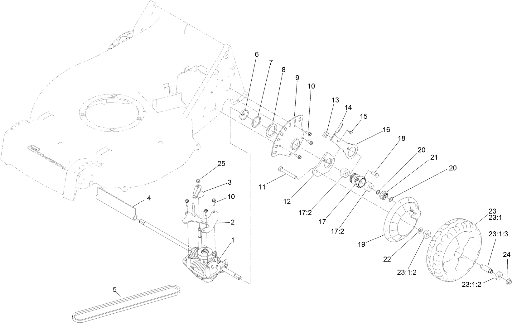Transmission and Rear Wheel Assembly