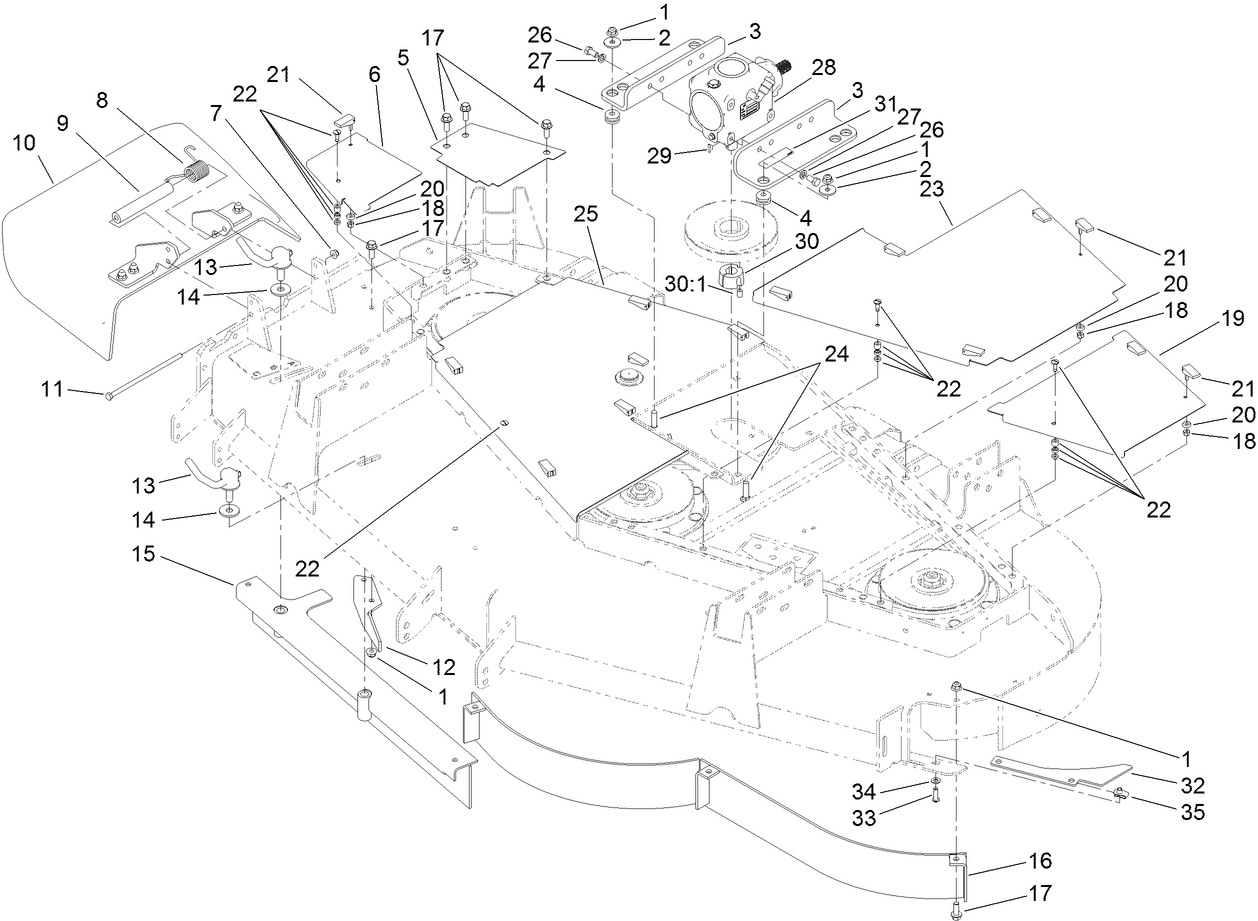 Cover, Gearbox and Baffle Assembly