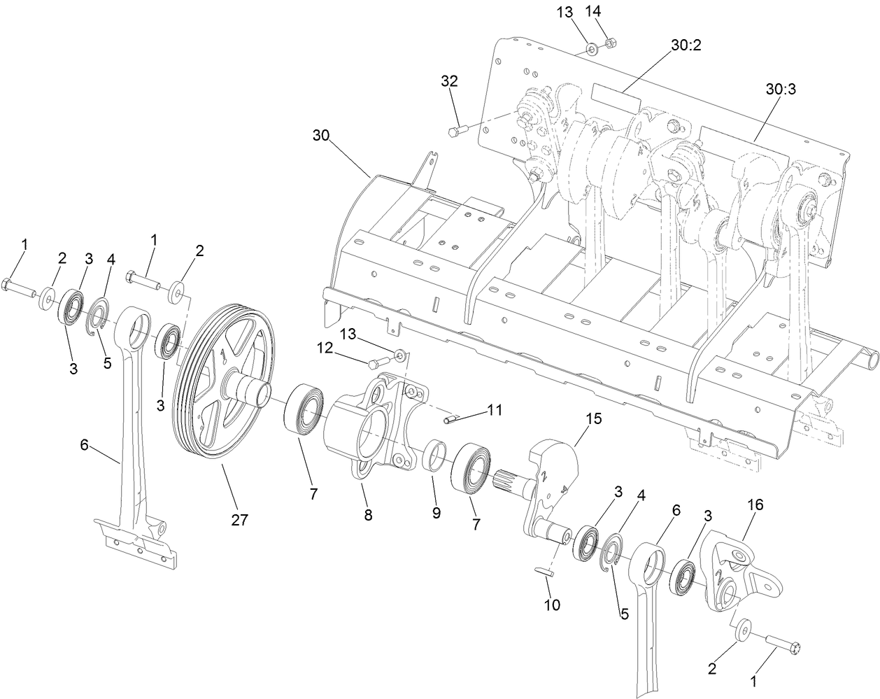 Left Hand No. 1 and No. 2 Crank Arm Assembly