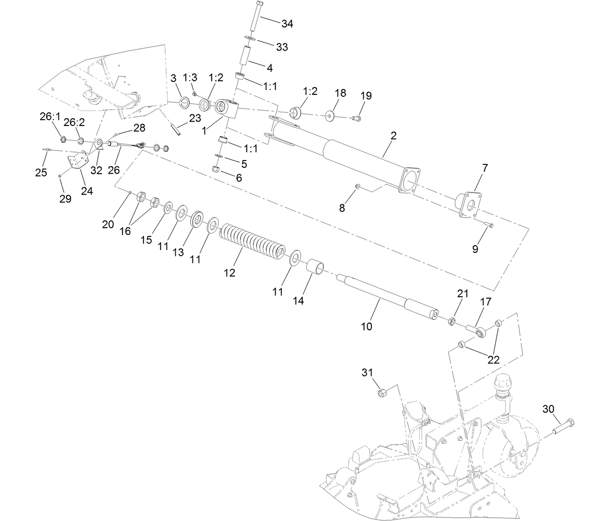 Left Hand Deck Impact Arm and Limit Switch Assembly