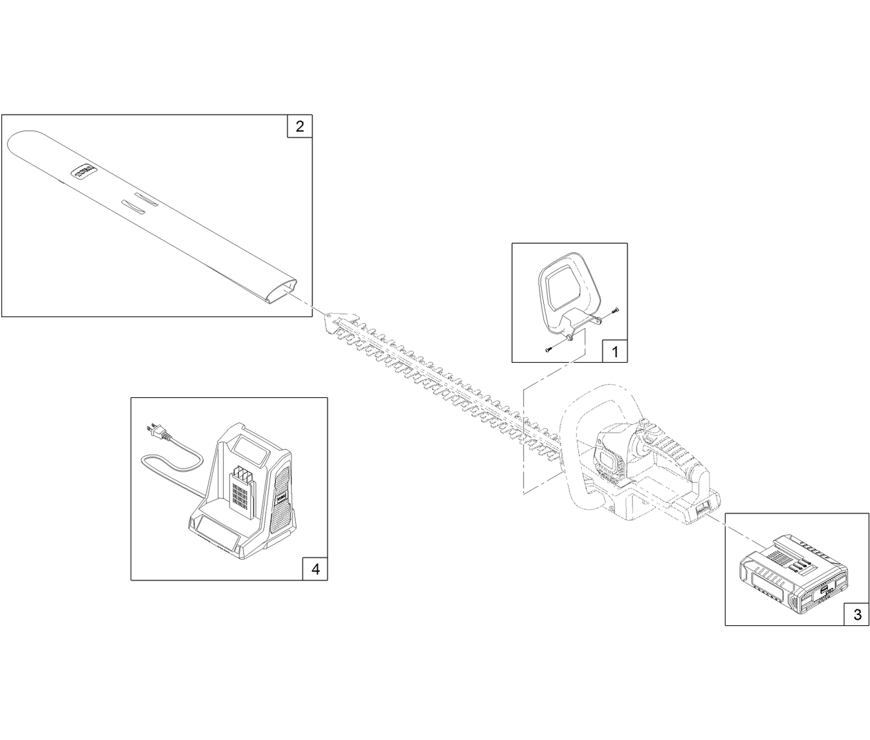 24in Cordless Hedge Trimmer Assembly