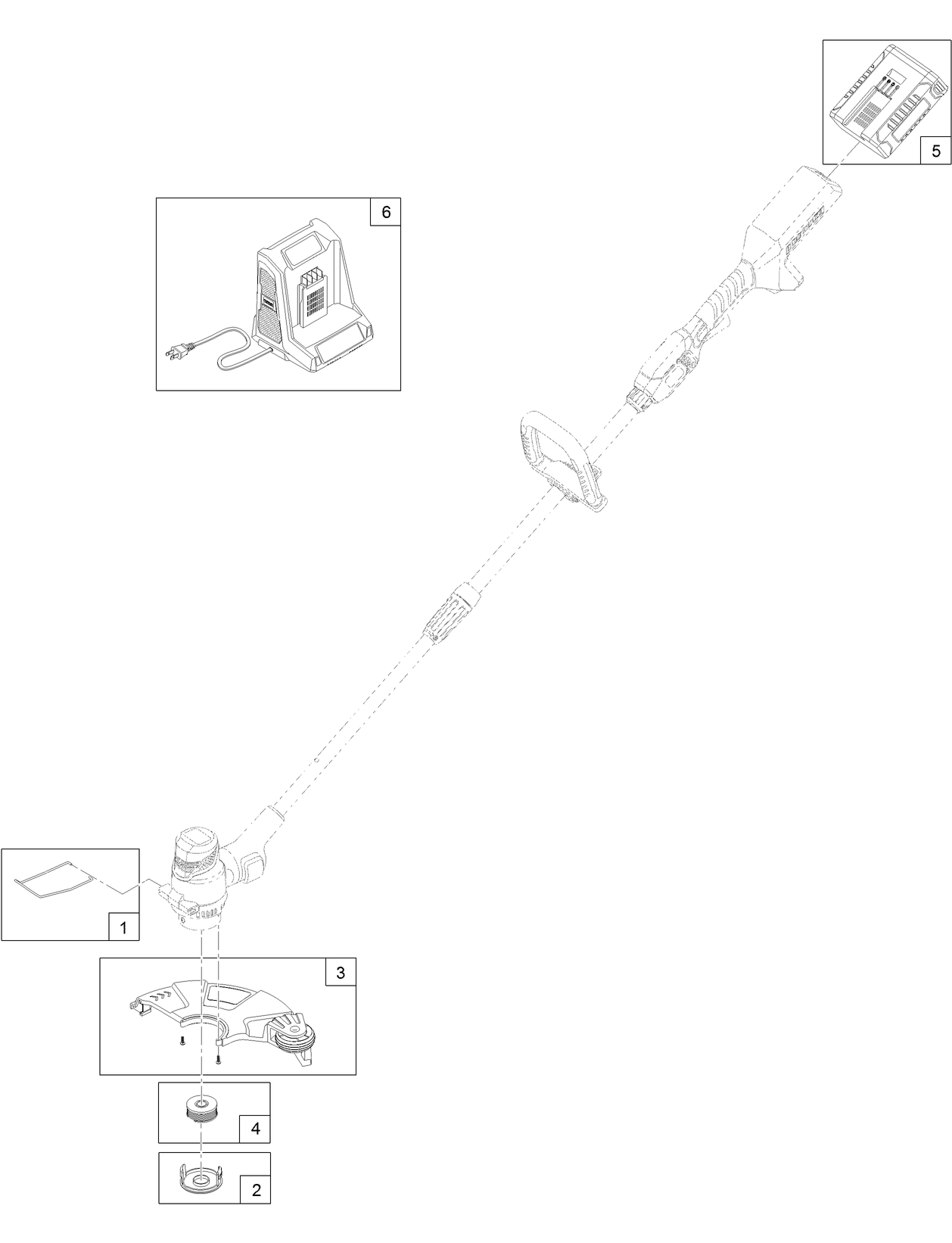 13in Cordless Single-Line String Trimmer Assembly