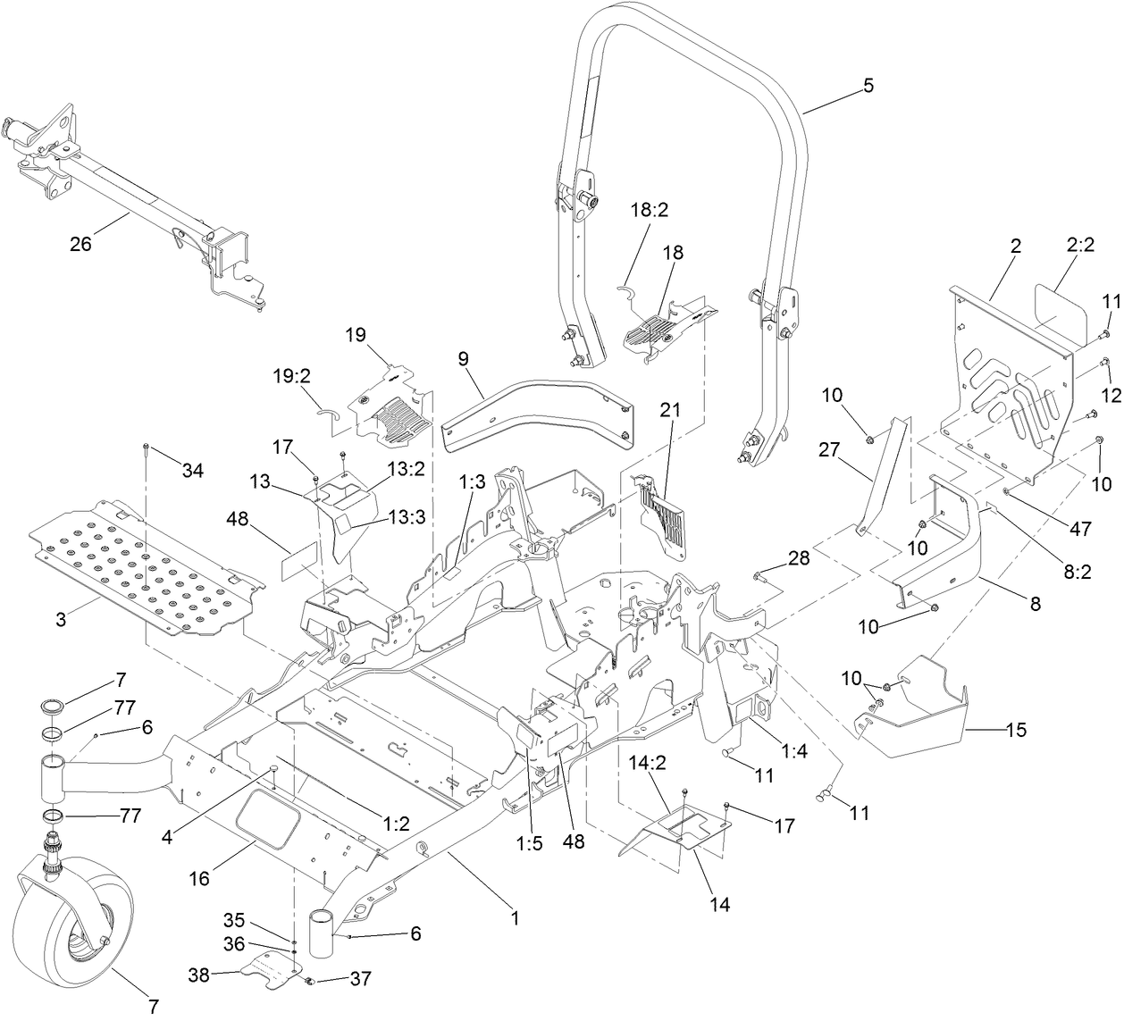 Frame, Caster and Z Stand Assembly
