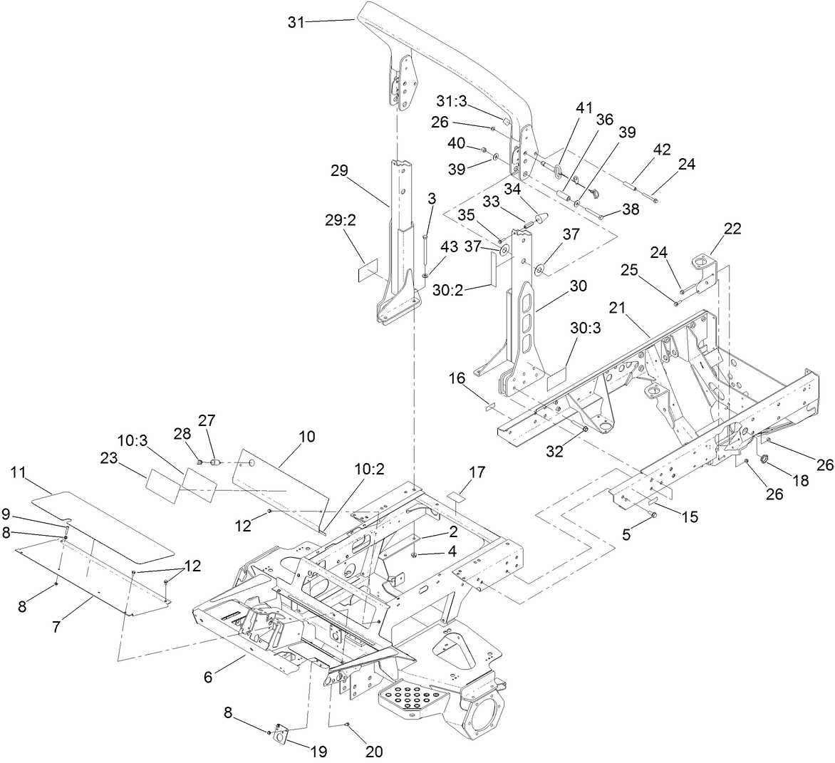 Frame and Roll-Over Protection System Assembly