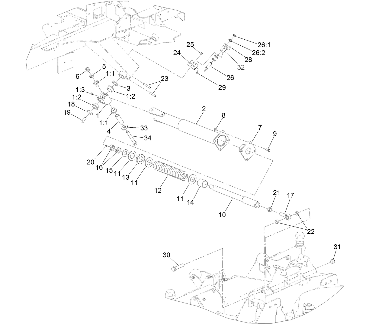 Right Hand Deck Impact Arm and Limit Switch Assembly